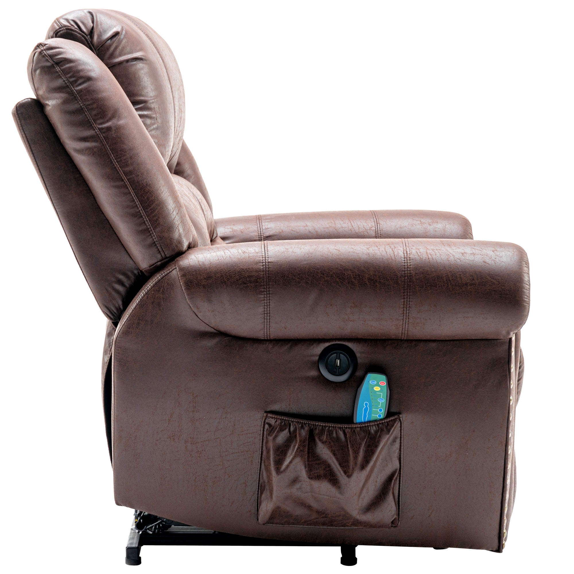 WF291251BAA Power Lift Recliner Chair with Heat and Massage, Leather, Brown