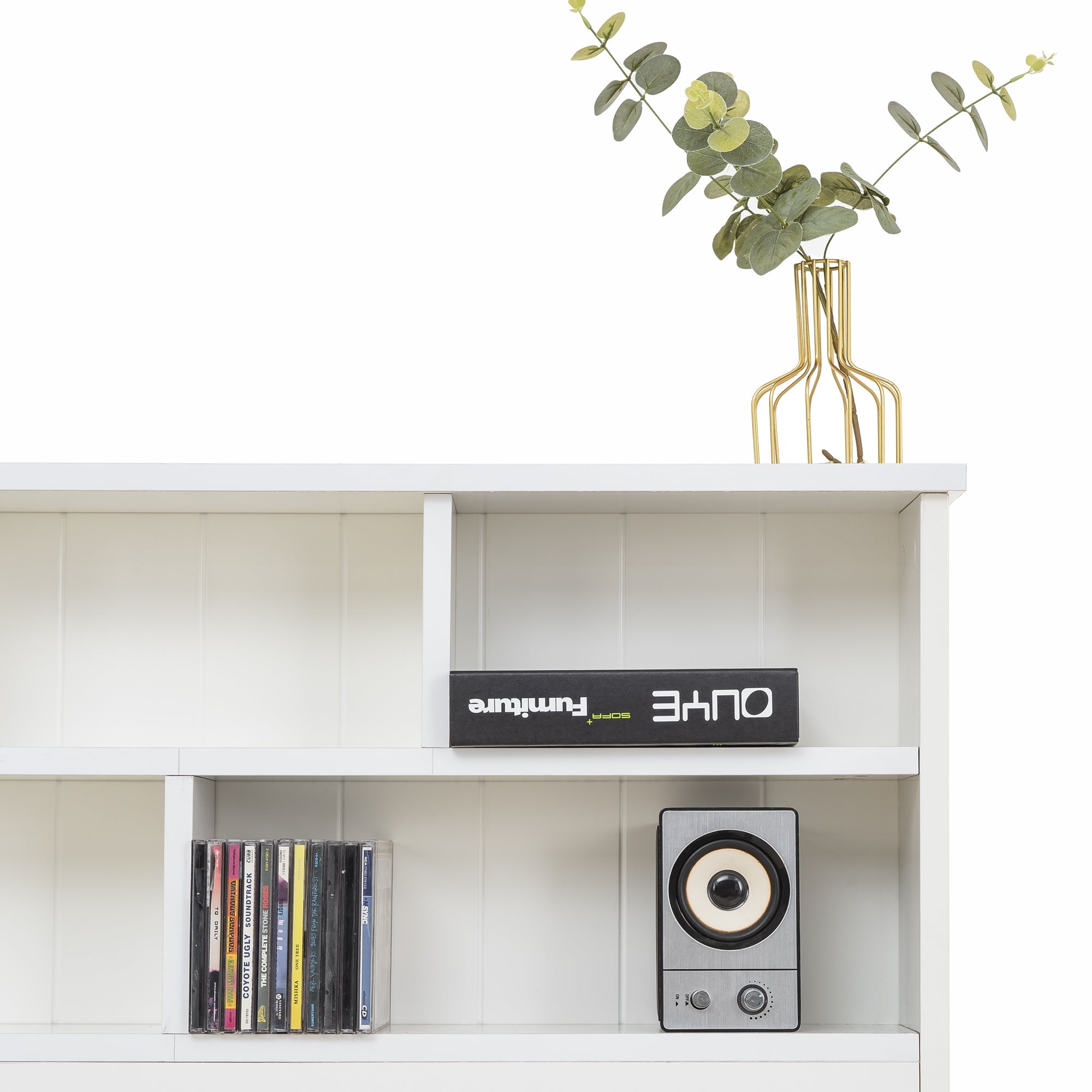 Bed with Shelves, White Wooden Storage Bed, Underbed Drawer - 3FT Single (90 x 190 cm) Frame Only