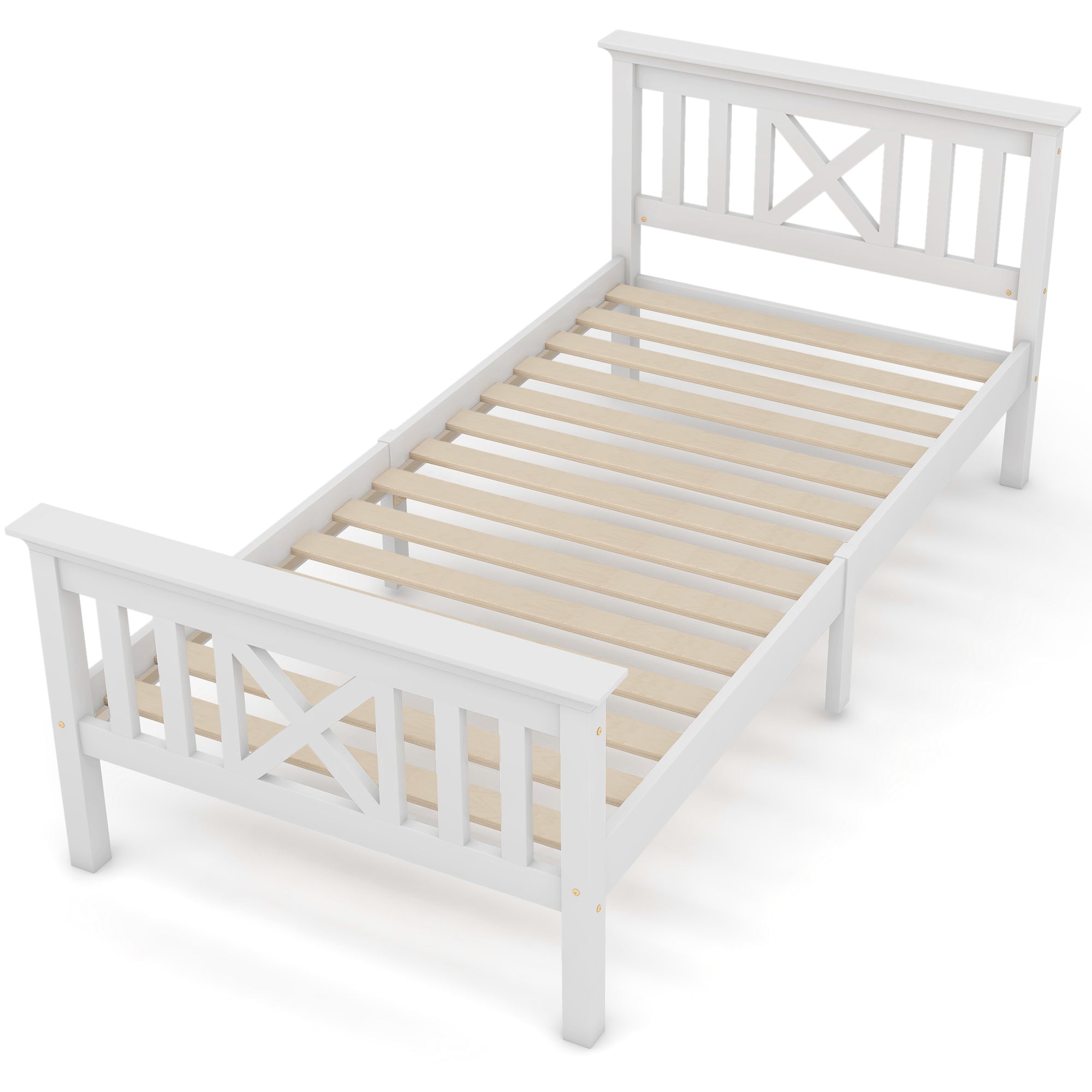 Wooden Bed Frame with Drawers Single Storage Bed Solid Pine Wood,3FT Guest Bed For Adults, Kids, Teenagers (White 90x190cm)