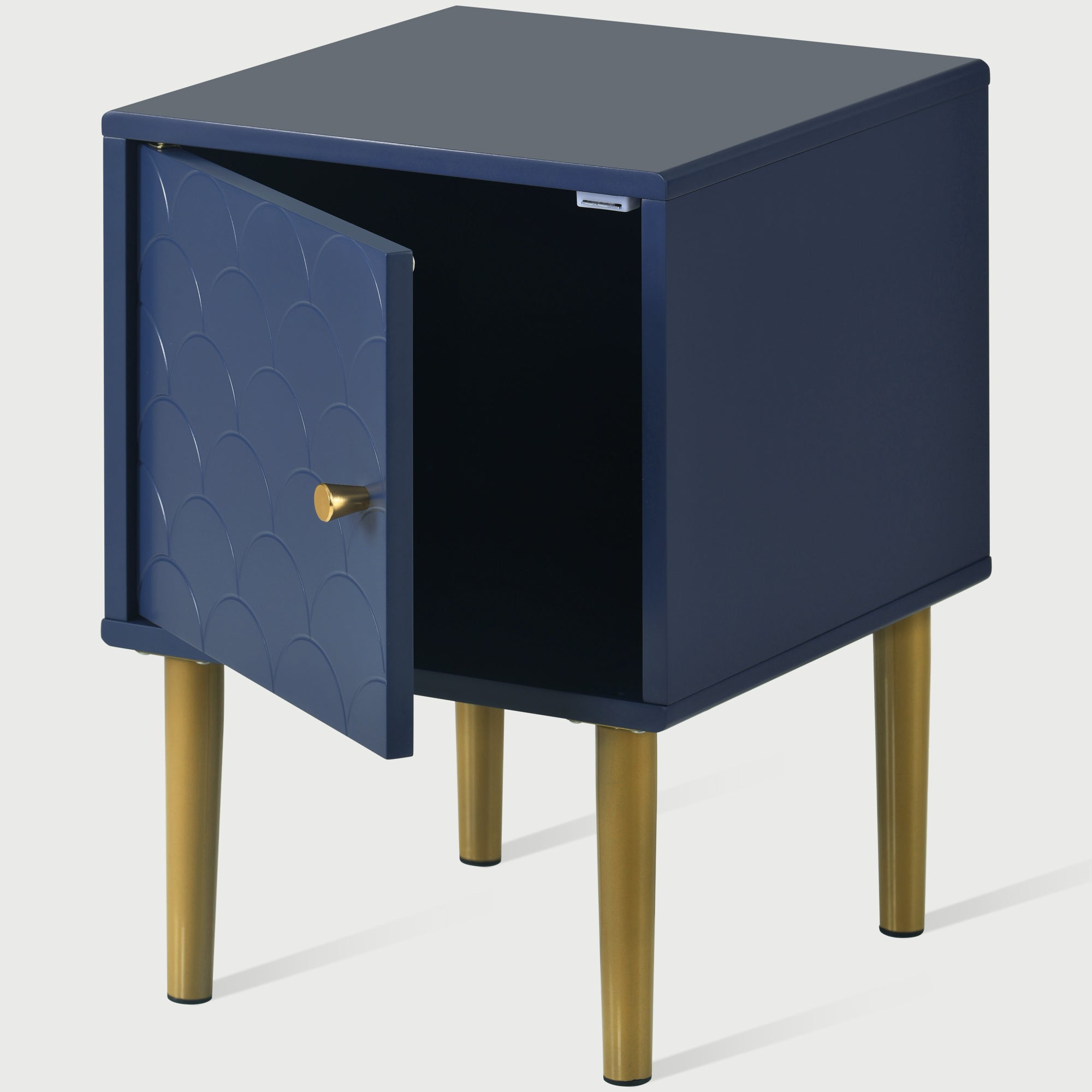 set of 2 bedside tables, nightstand side table, sofa table, h50/w35/d35 cm, navy blue