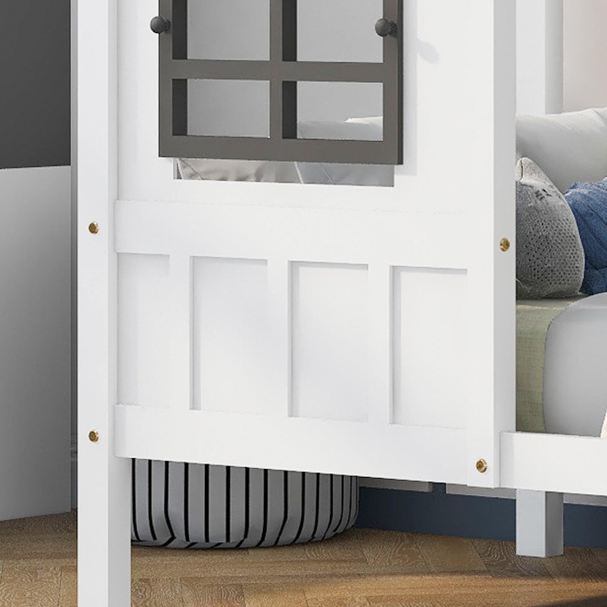 House Bed, Single Day Children's Bed with 2 Windows, Pine MDF, White