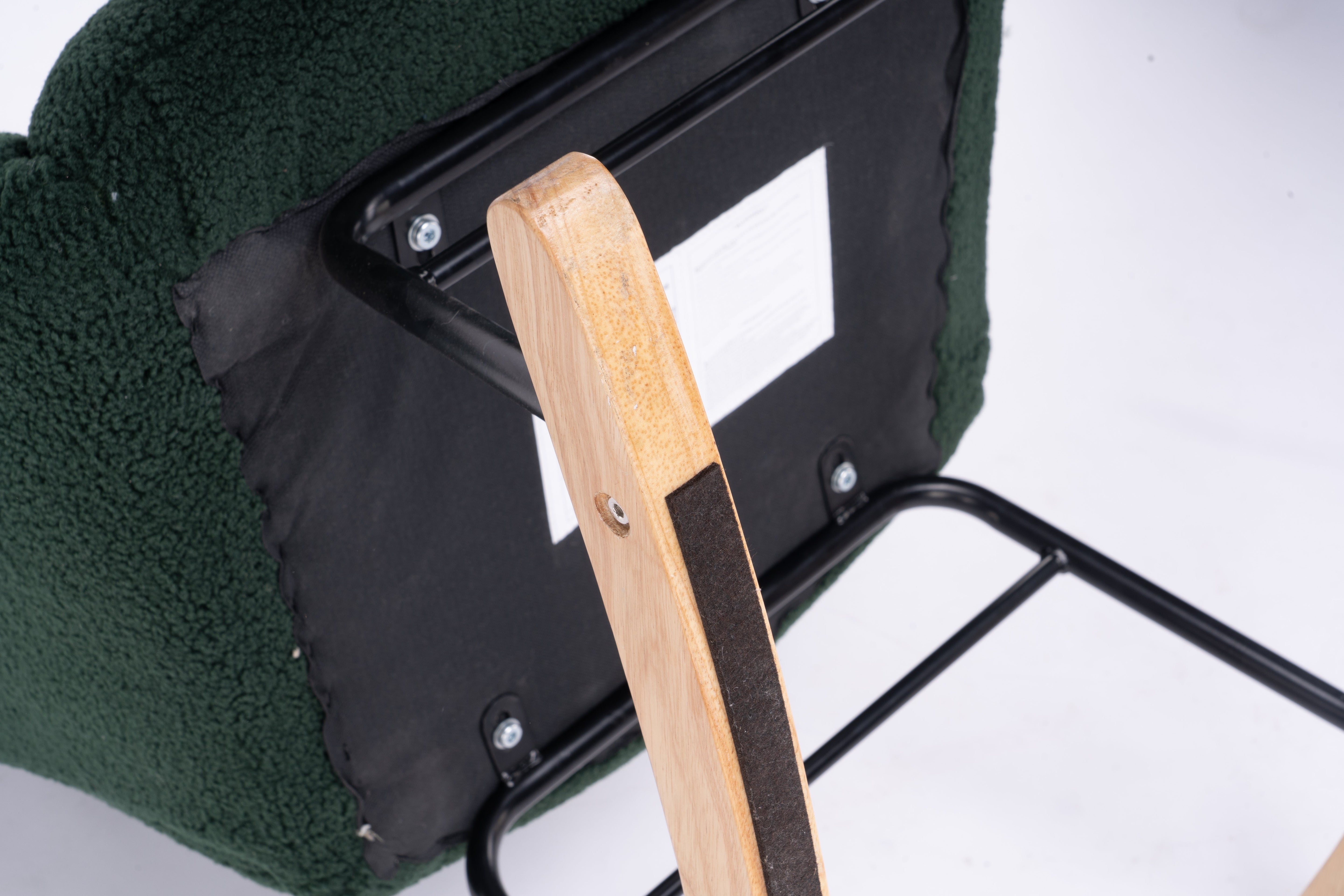 Mid Century Modern Rocking Chair, Teddy Fabric Tufted Upholstered, Dark Green