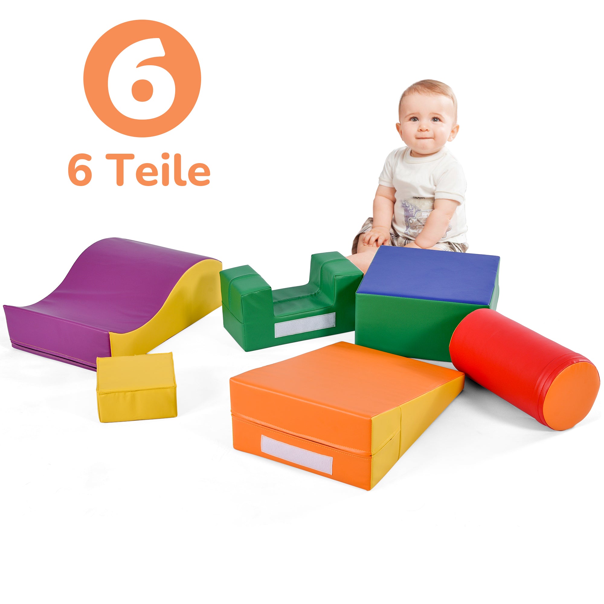 6-piece giant building blocks for romping, climbing, and sliding, soft, colorful