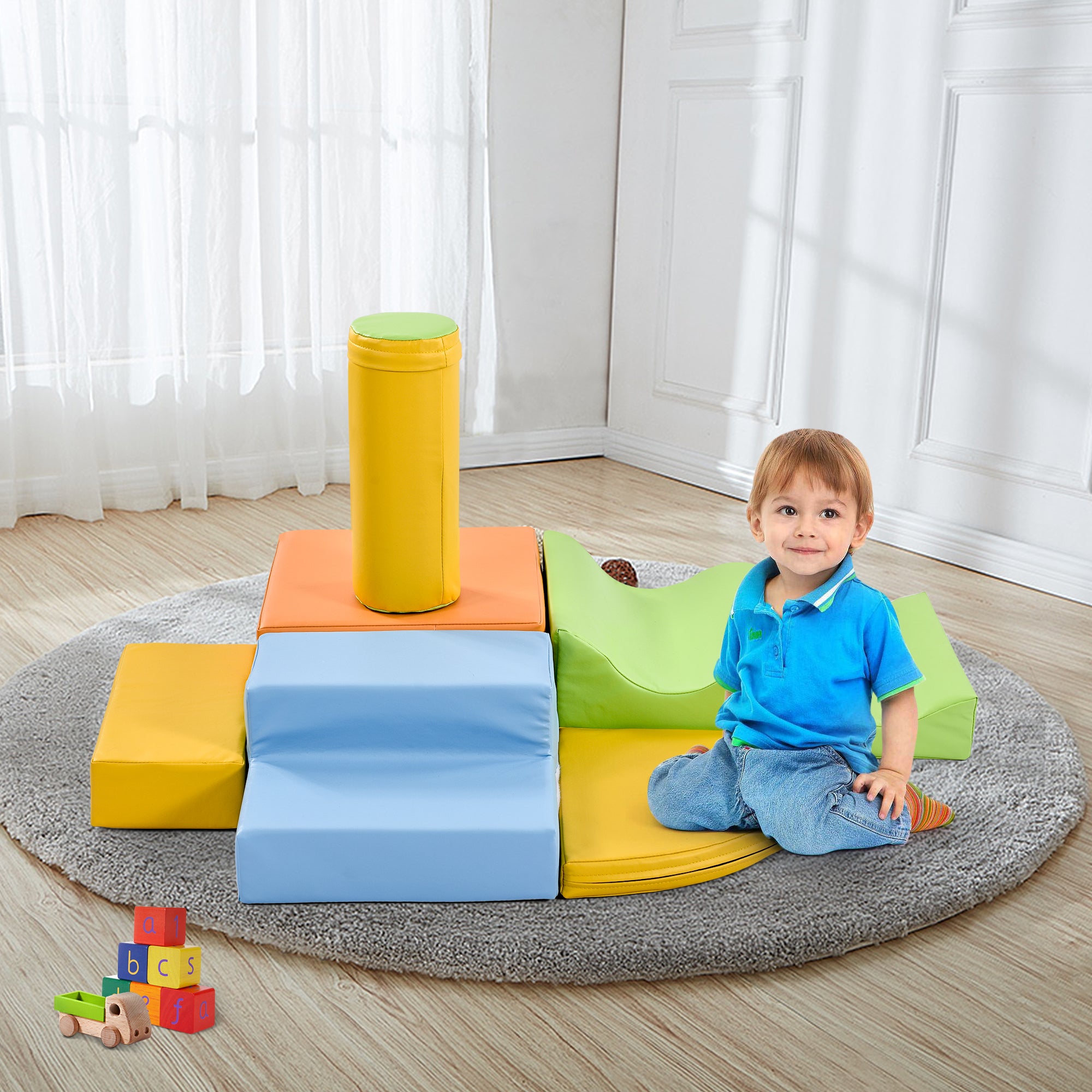 6-piece giant building blocks for romping, climbing, sliding, and crawling, colorful
