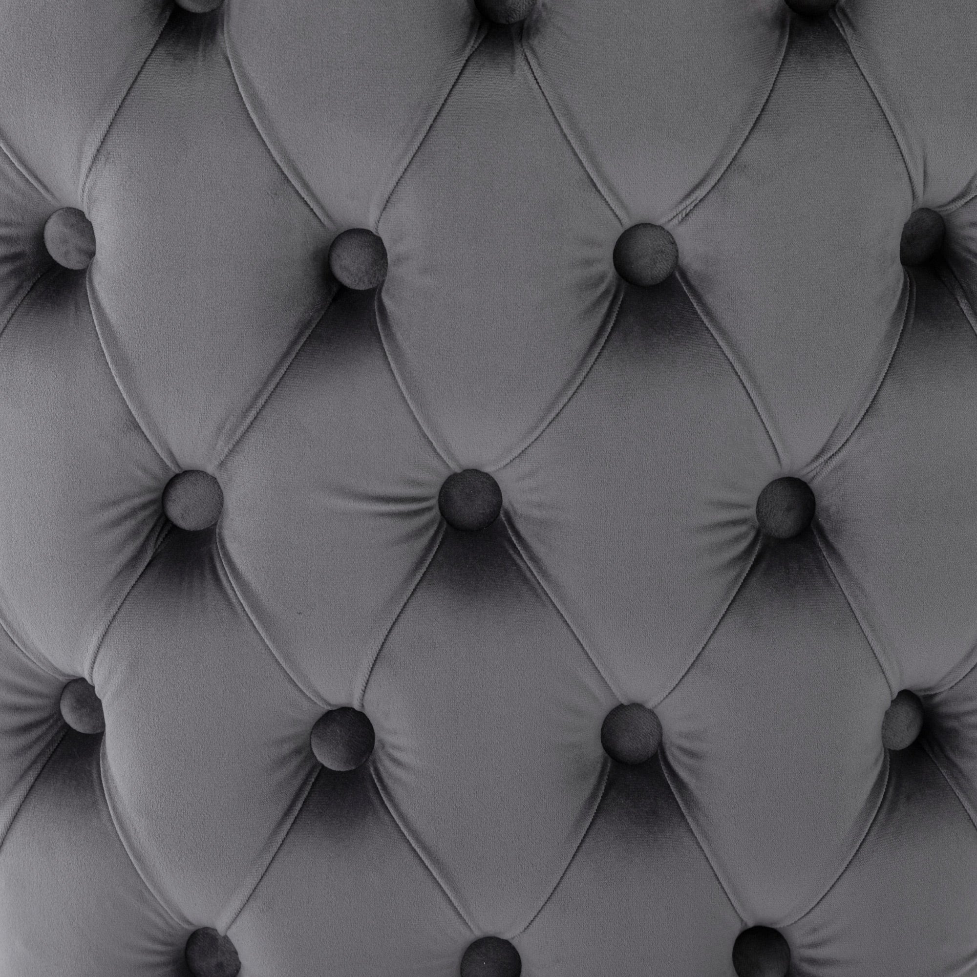 Dining Chair, 4-Legged Velvet with Button Stitching & Solid Wood Frame, Gray (Set of 6)