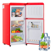 Retro Refrigerator Freezer Combination, 60L Total Volume, 22L Freezer, Red