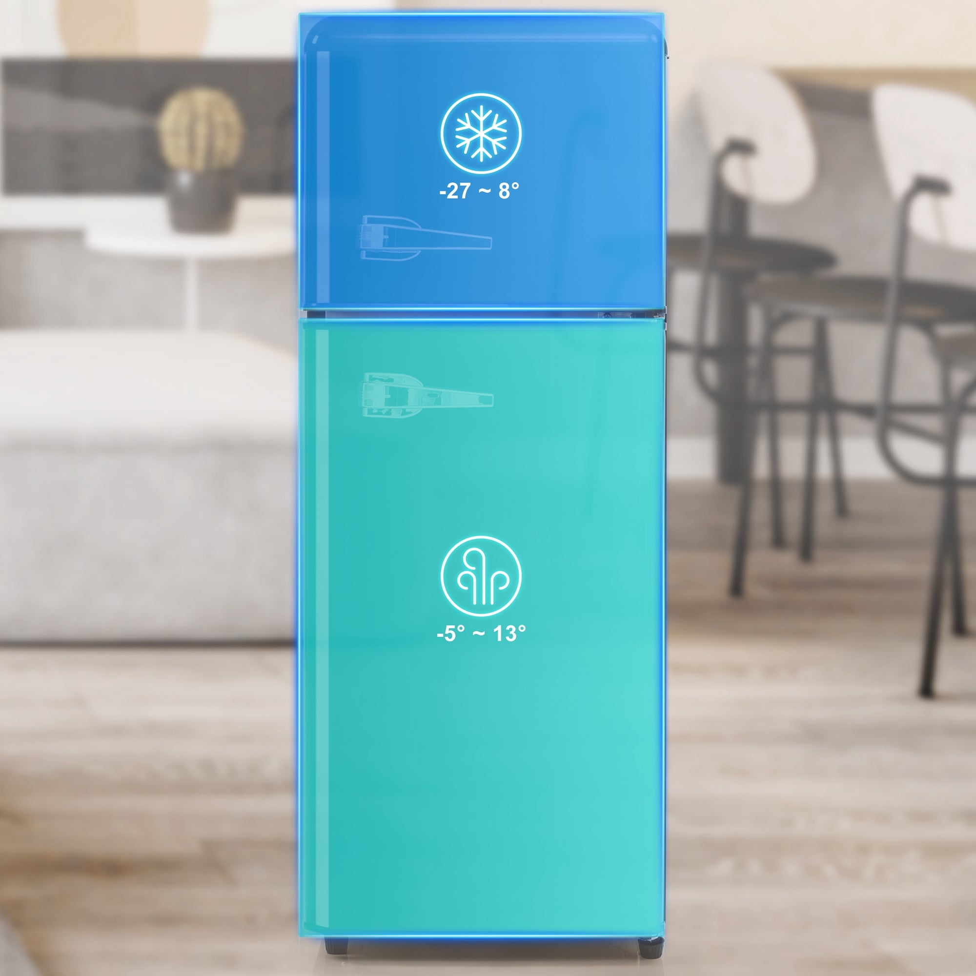 Retro Refrigerator, Fridge-Freezer, 105.5cm High, 92 Liter, Two-Door