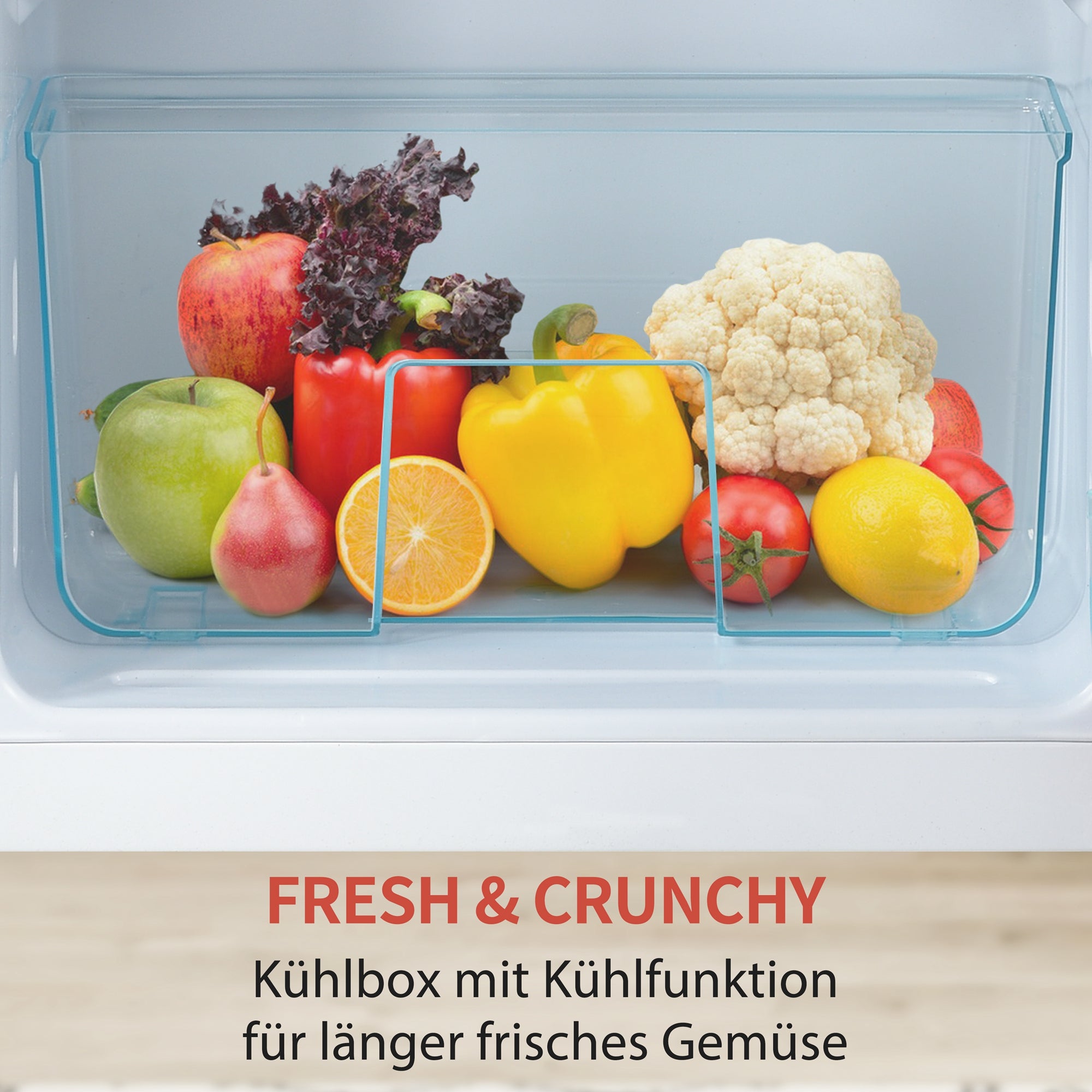 Retro Refrigerator, 105.5cm High, 92L Total, 28L Freezer, Two-Door, Glass Shelves