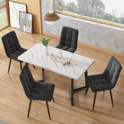 Set of 4 Dining Chairs Upholstered Designer Velvet Seat with Backrest Dark Grey Metal Frame
