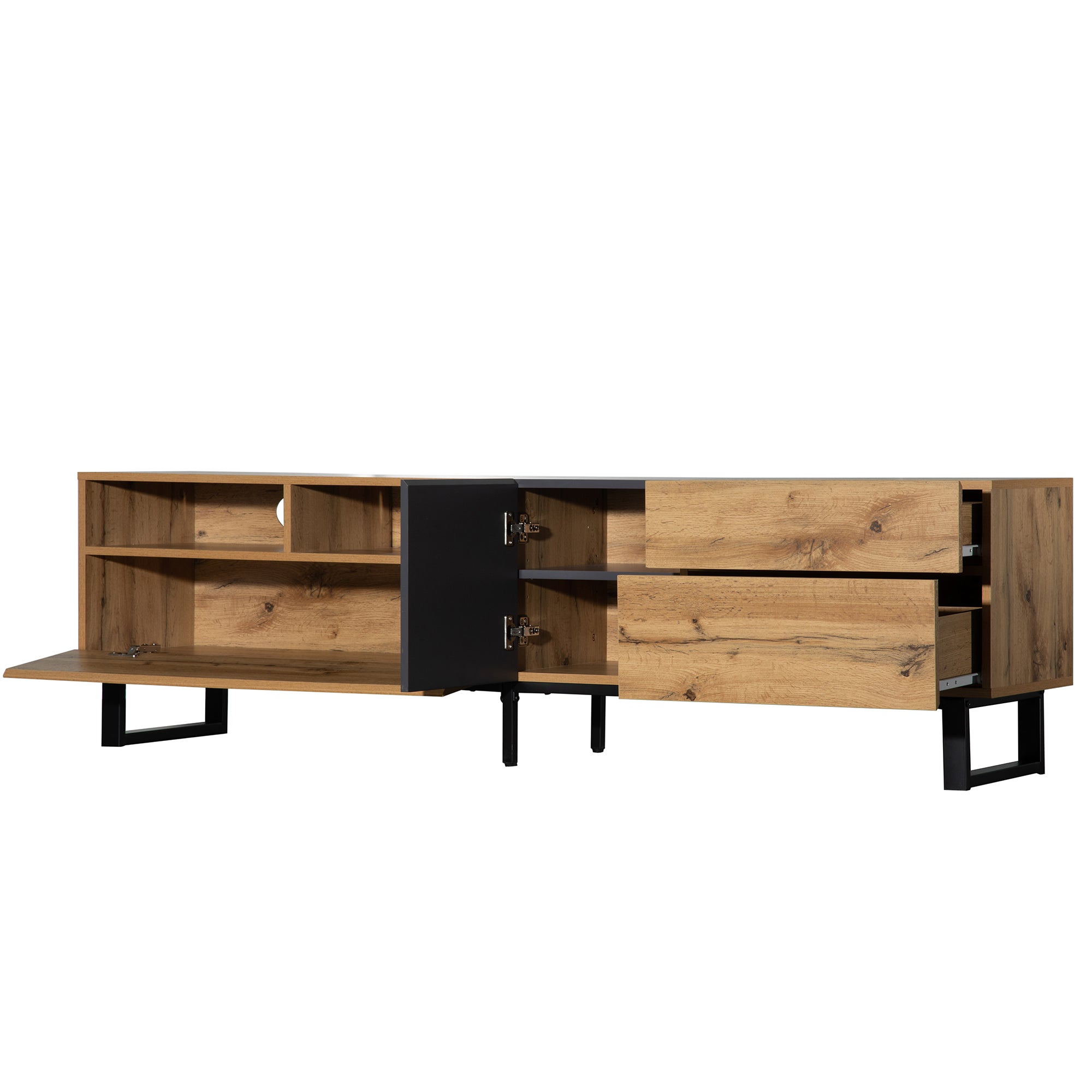 TV Cabinet, Modern Color-Blocking 180cm, Wood Grain