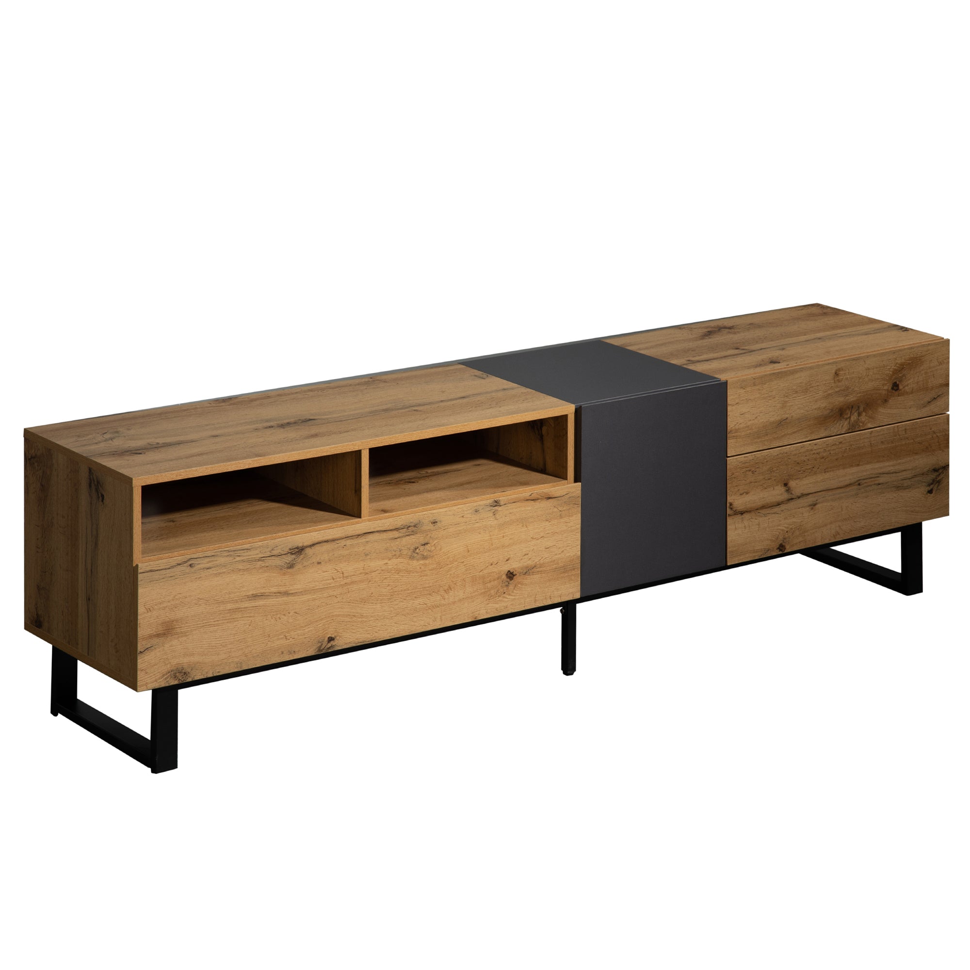 TV Cabinet, Modern Color-Blocking 180cm, Wood Grain