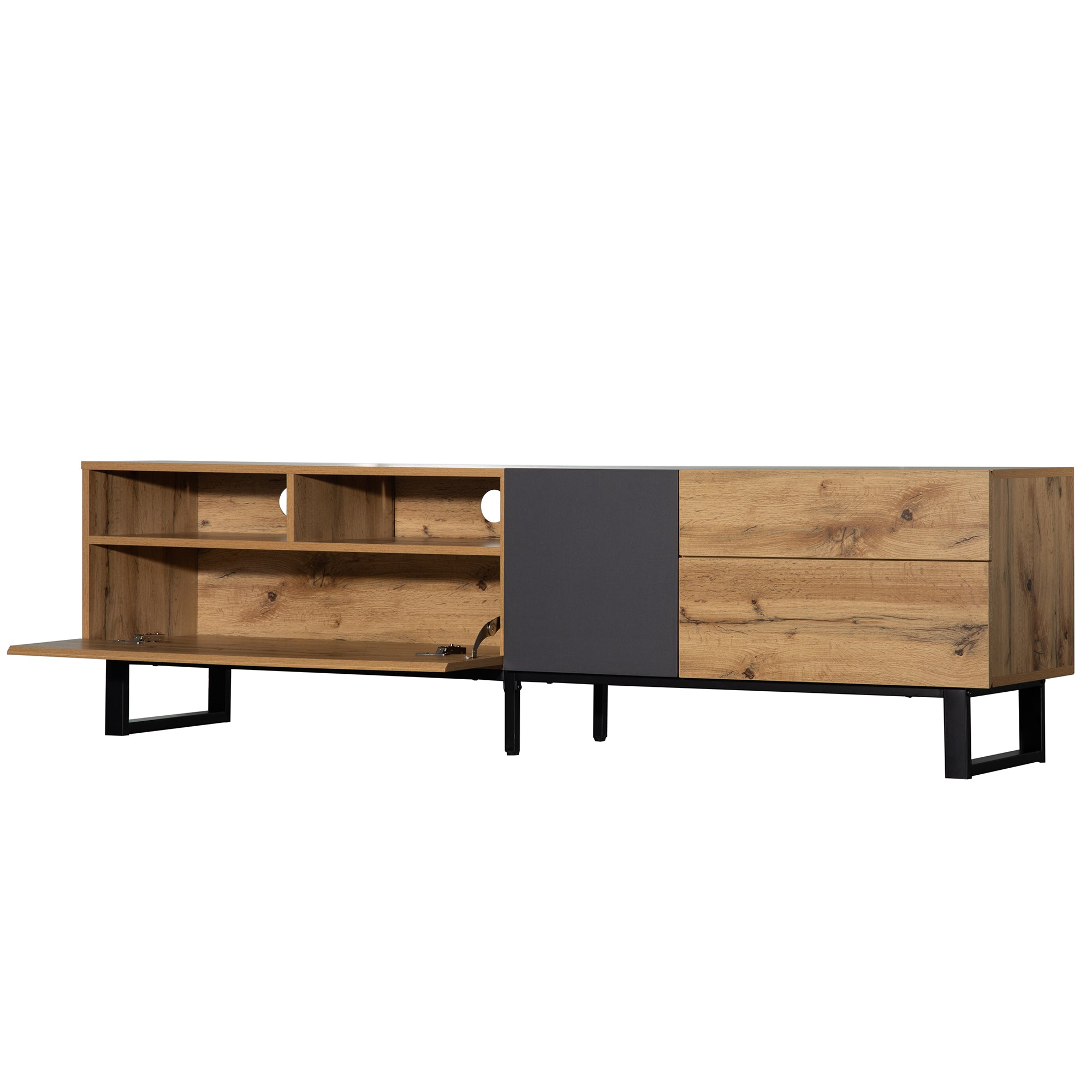 TV Cabinet, Modern Color-Blocking 180cm, Wood Grain
