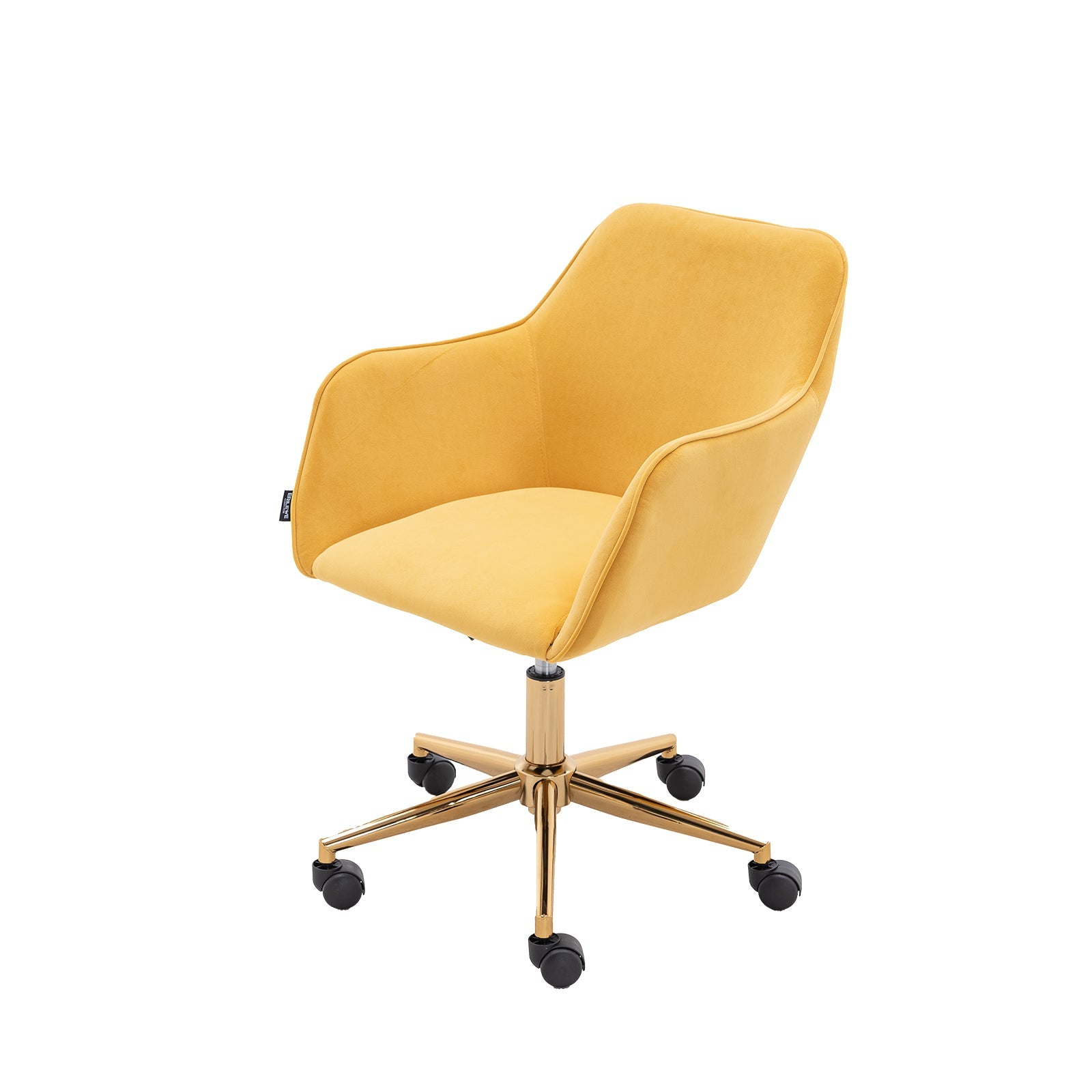 New Velvet Fabric Adjustable Height Swivel Home Office Chair, Yellow