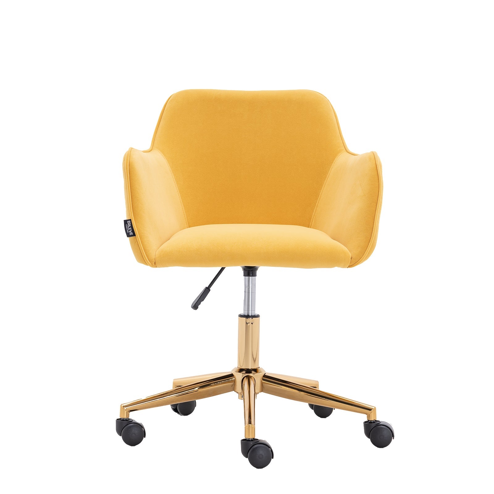 New Velvet Fabric Adjustable Height Swivel Home Office Chair, Yellow