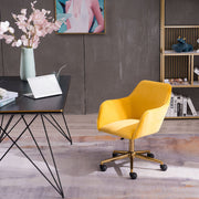 New Velvet Fabric Adjustable Height Swivel Home Office Chair, Yellow