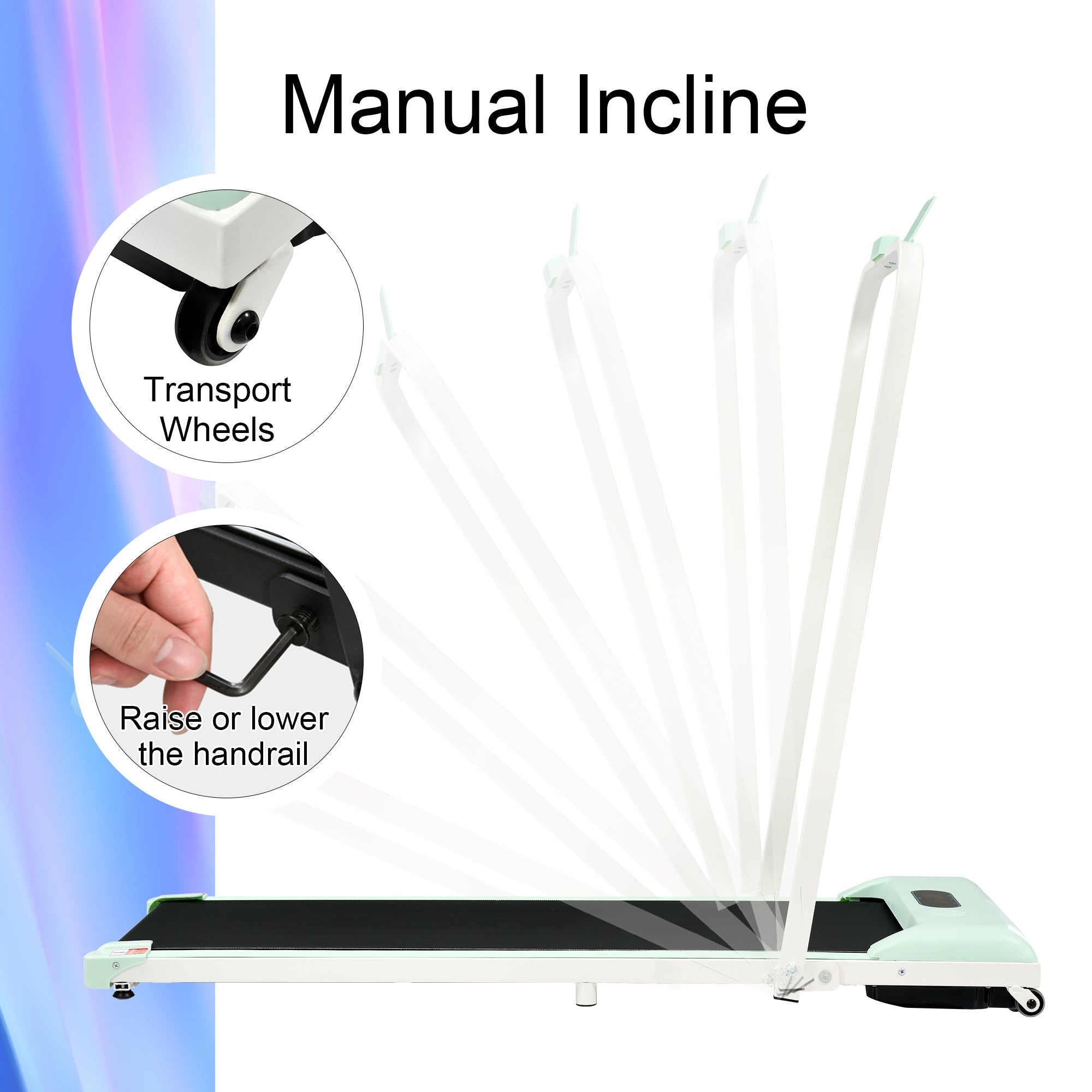 Folding Treadmill: Portable Walking Running Machine with Bluetooth Speaker, Remote Control, LCD Display, Phone Holder, for Home Office Use
