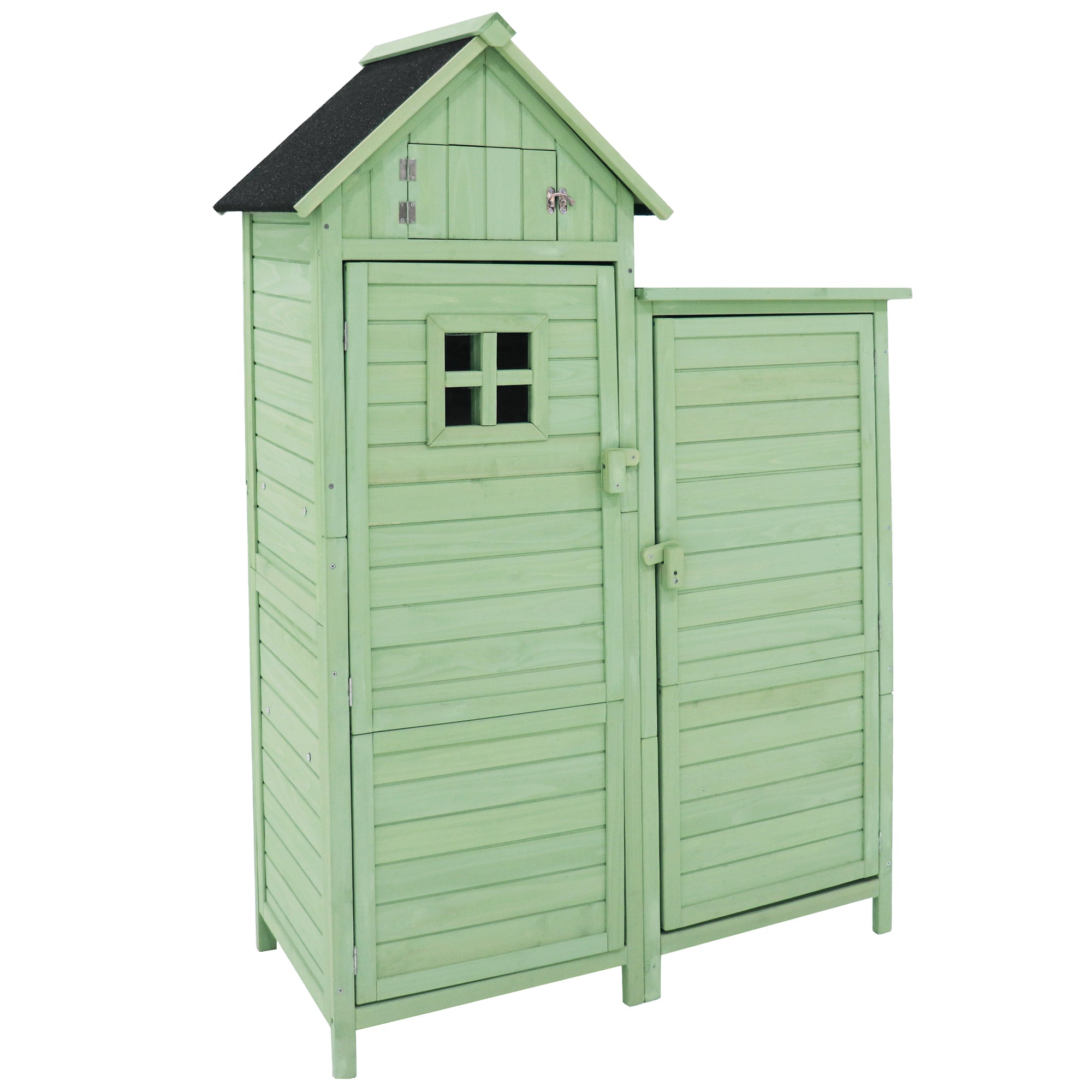 Wooden Garden Shed Tool Storage Cabinet Weatherproof 118x54x173cm Green