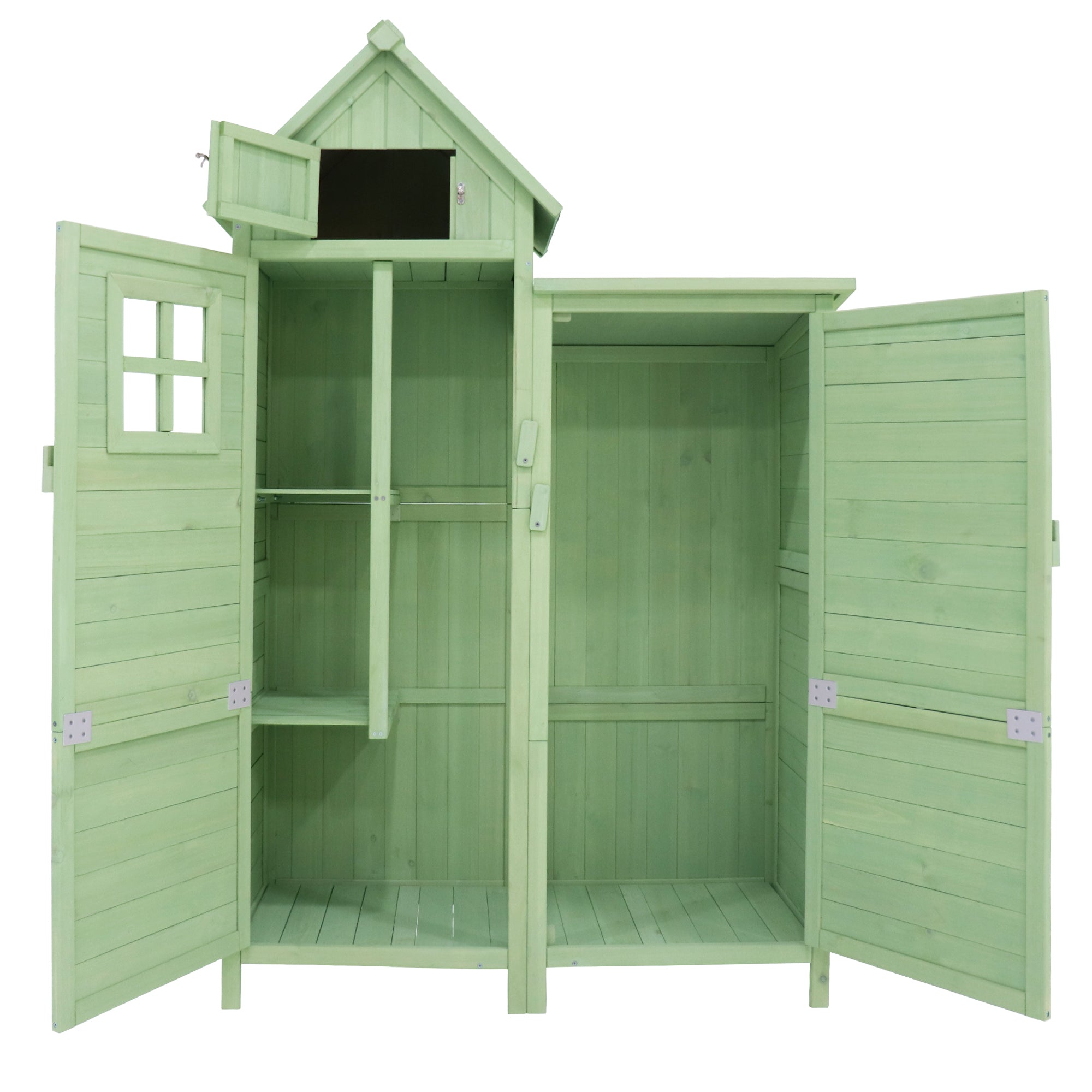 Wooden Garden Shed Tool Storage Cabinet Weatherproof 118x54x173cm Green