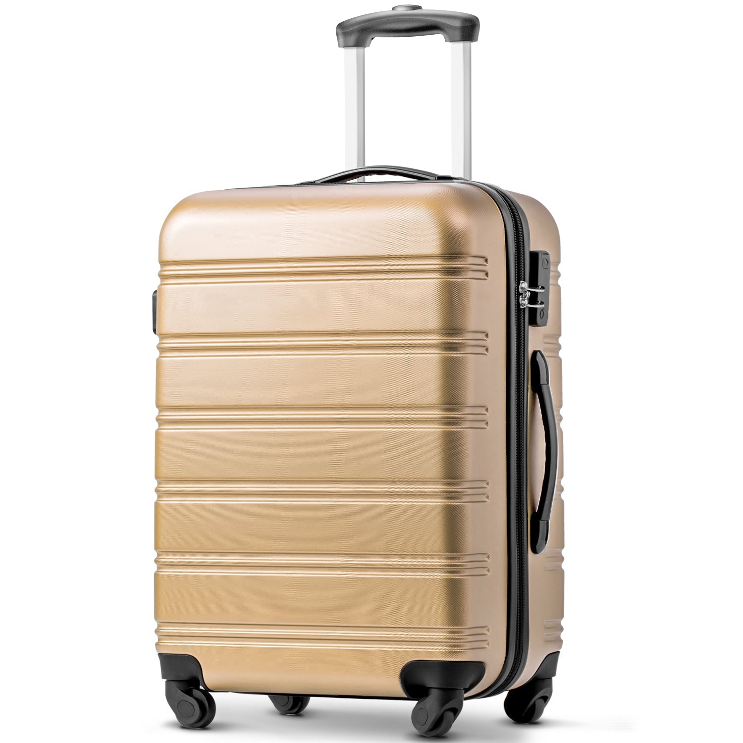 ABS Hard shell Travel Trolley Suitcase: 4 wheel Luggage set Hand Luggage, 24", Golden