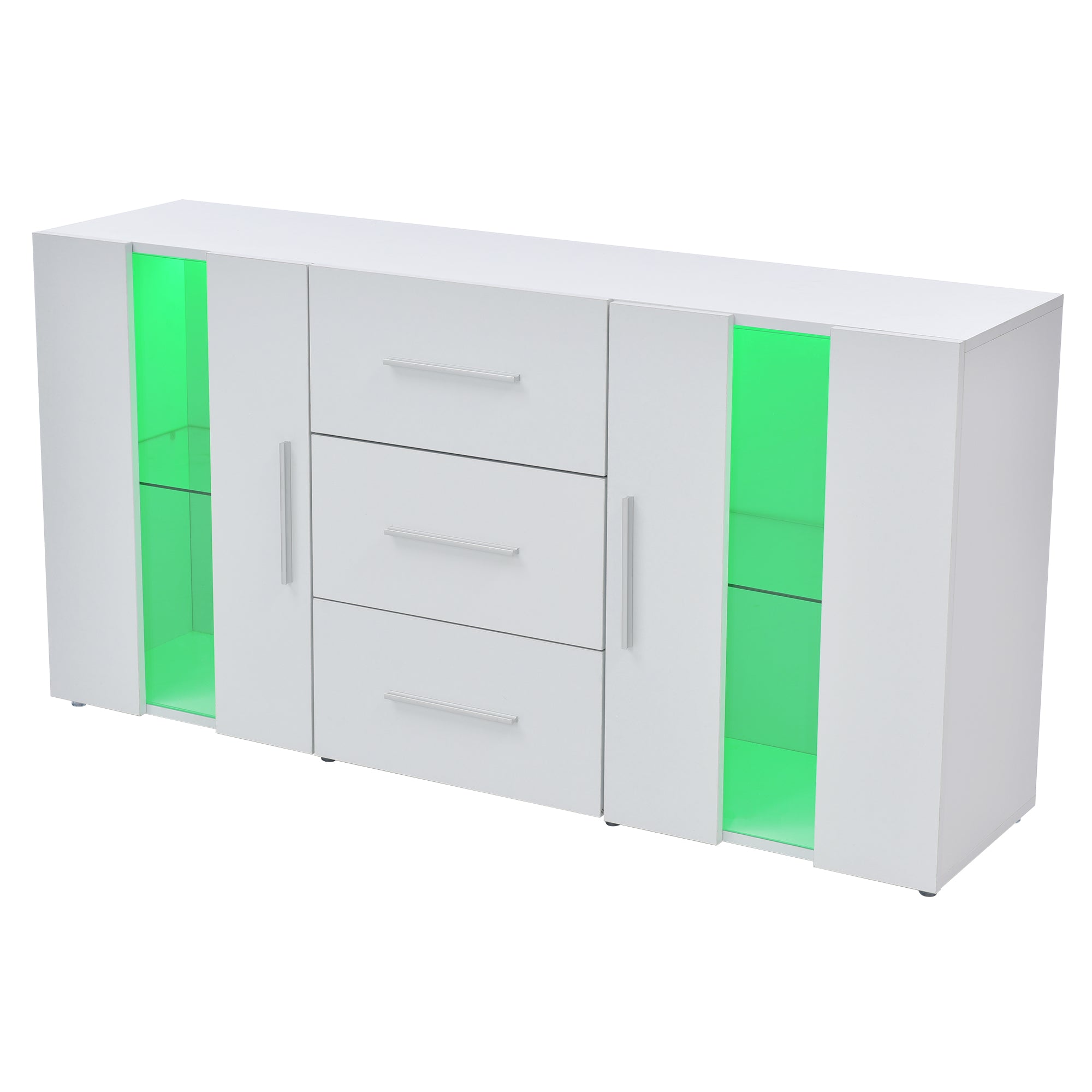 Sideboard, 16-Color LED Lights, 140x35x70cm, for Dining & Living Room