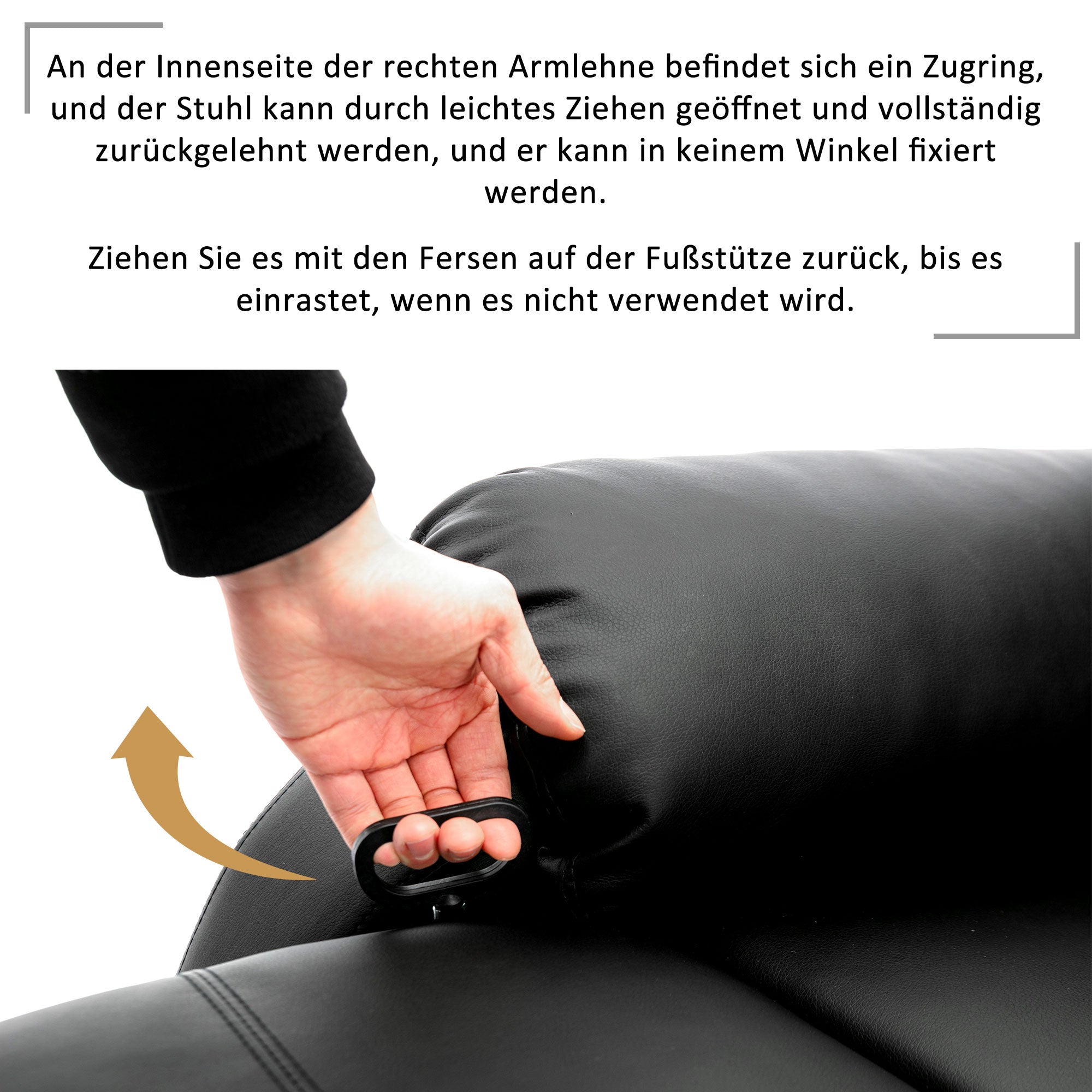 300969970AAA Reclining Armchair & Lounger, TV Recliner, Side Pocket, PU Leather