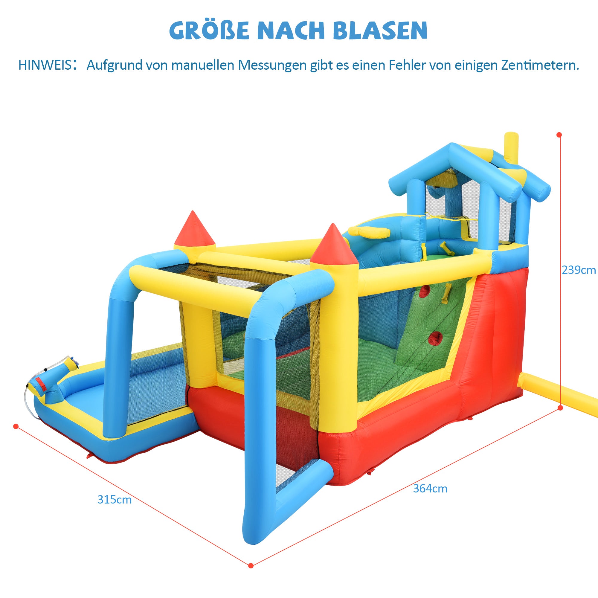 Children's Bouncy Castle, 5 in 1 inflatable outdoor castle with slide, jumping area, water pool, football net