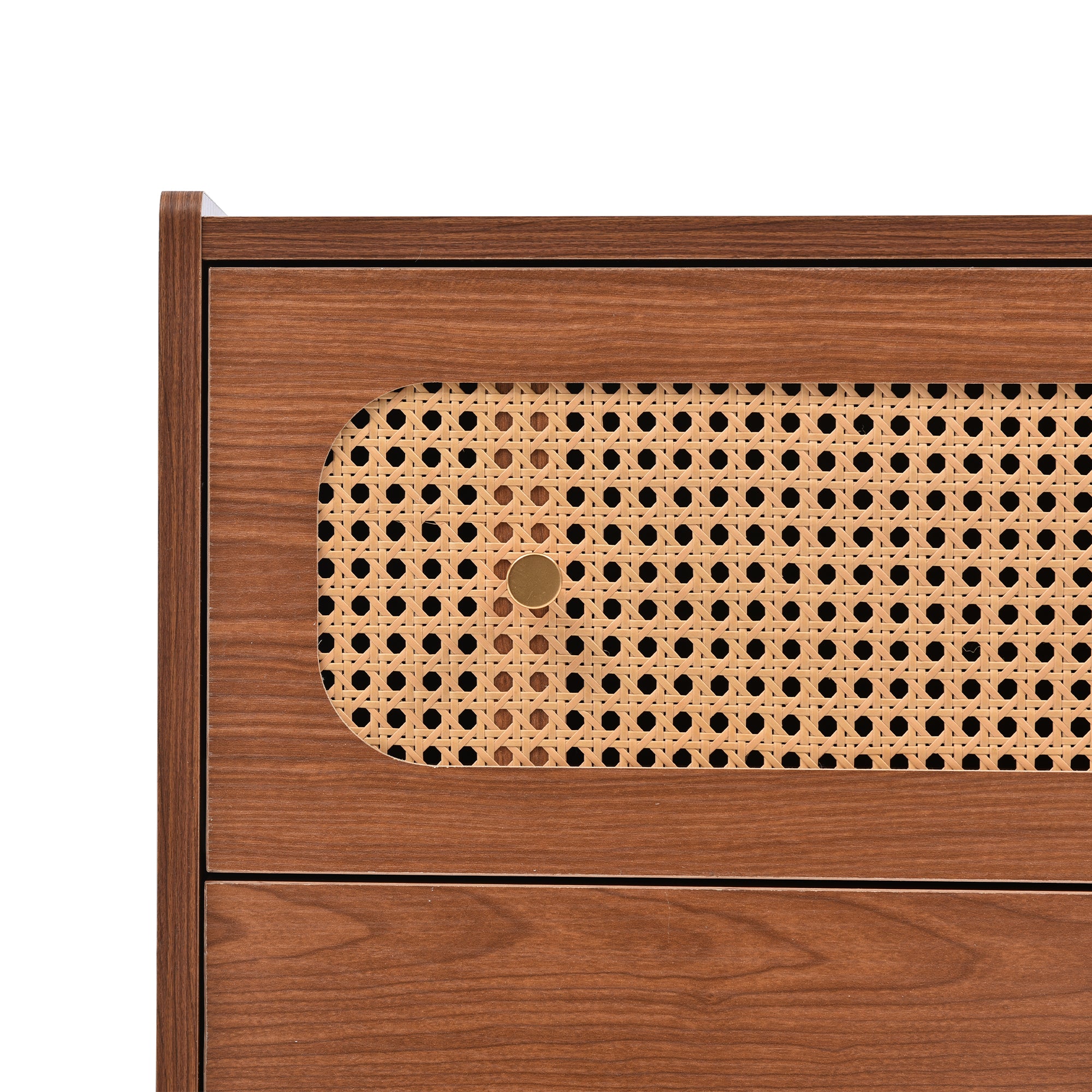 Chest of Drawers, 6 Drawer Rattan Sideboard, Walnut