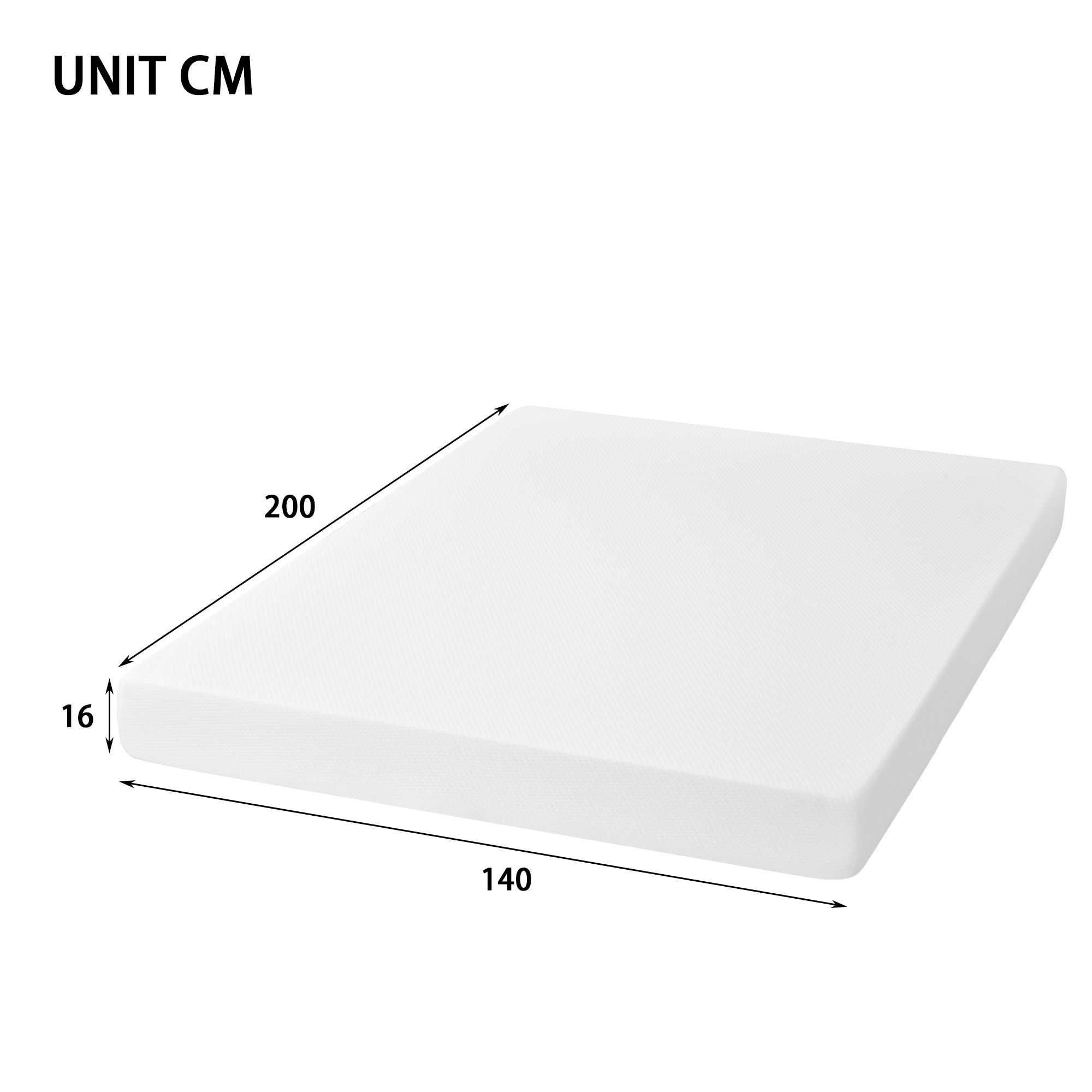Comfortable mattress, anti-slip, Oeko-Tex certified, ergonomic, breathable, durable, firmness H3, 140x200cm