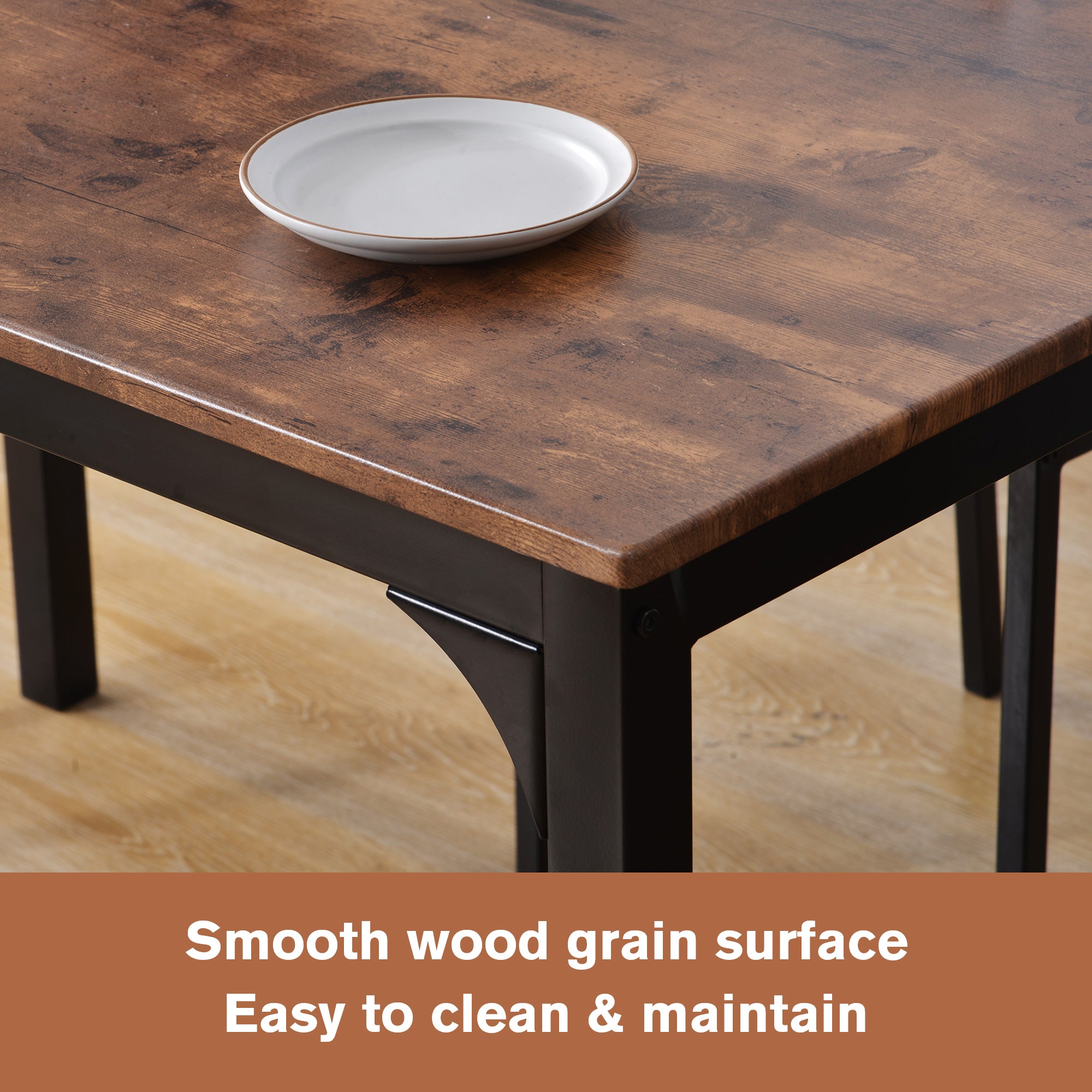 Seating Group Dining Set, Table with 4 Chairs, for Home, Vintage Brown