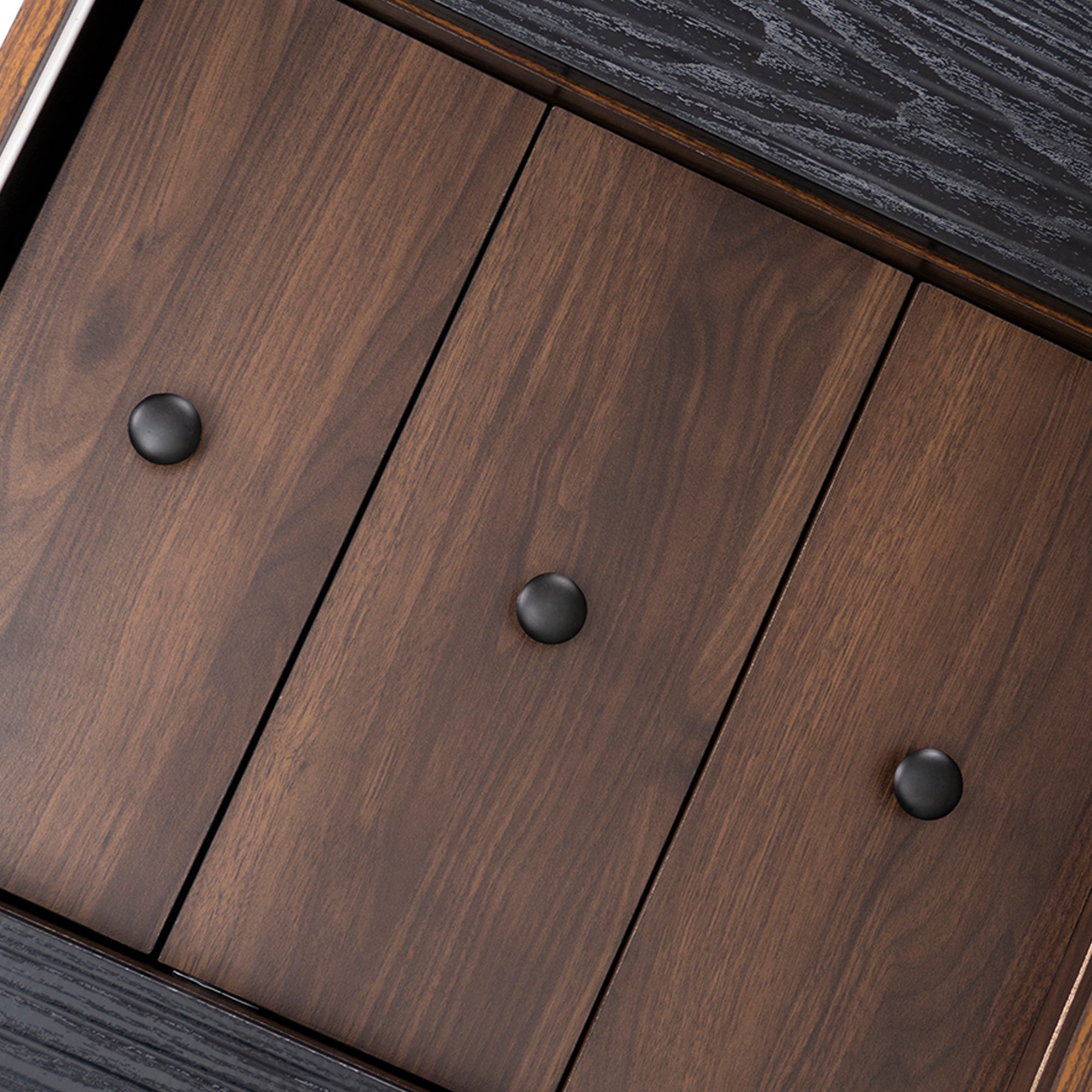 Sideboard with Three Drawers, Storage Shelves, Wood-Colored