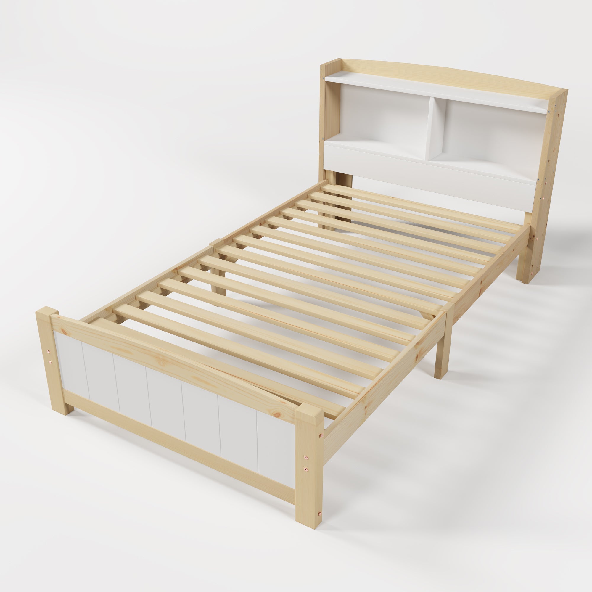 Solid Wooden Bed Frames, Single Storage Headboard Bed, 3FT Single (90 x 190 cm) Frame Only
