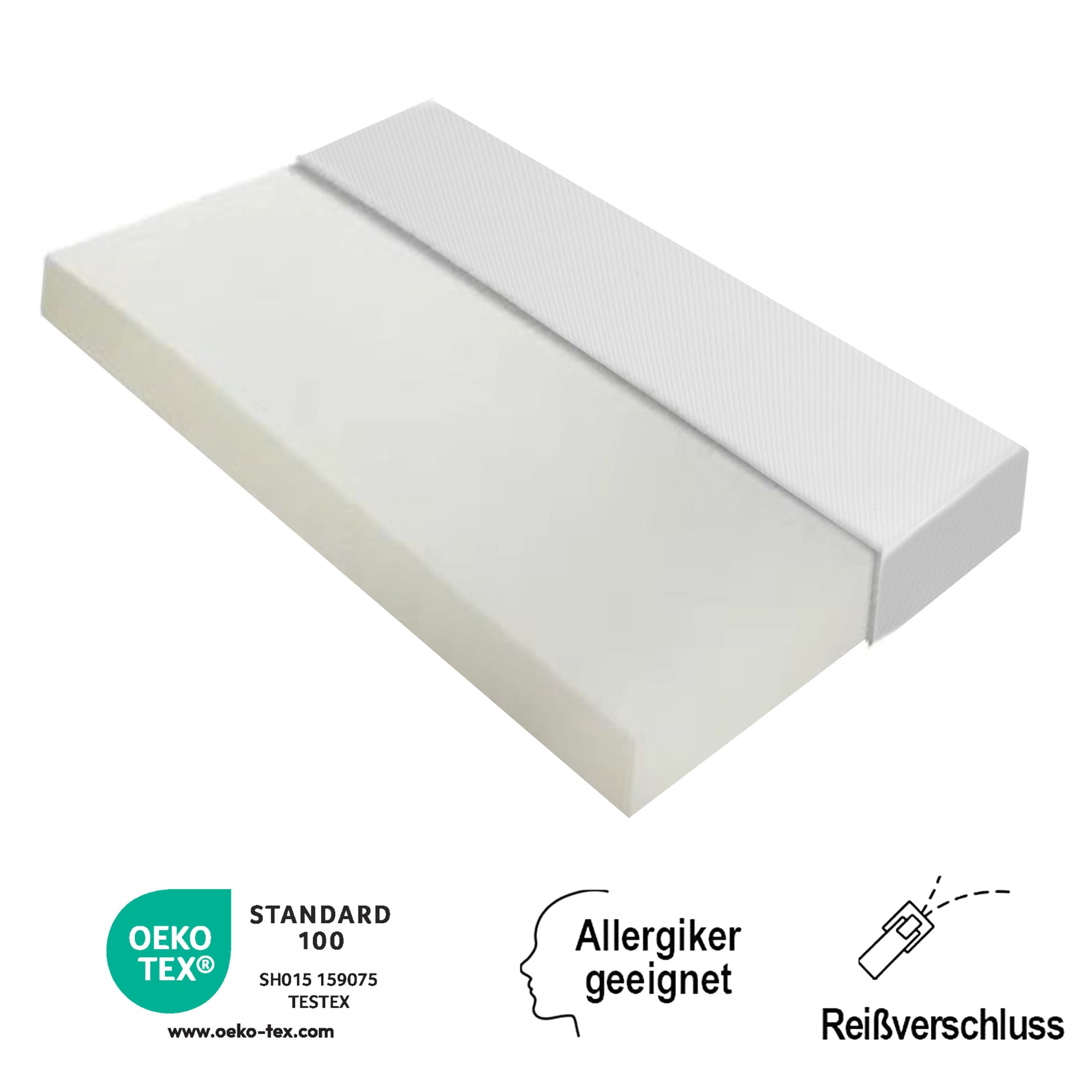 Mattress Comfortable Bedspread with Anti-slip Grips, Oeko-Tex Certified, Ergonomic, Breathable, Durable, Firmness H3, 90x200cm