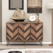 Sideboard, Three Doors, Solid Wood Veneer with Golden G