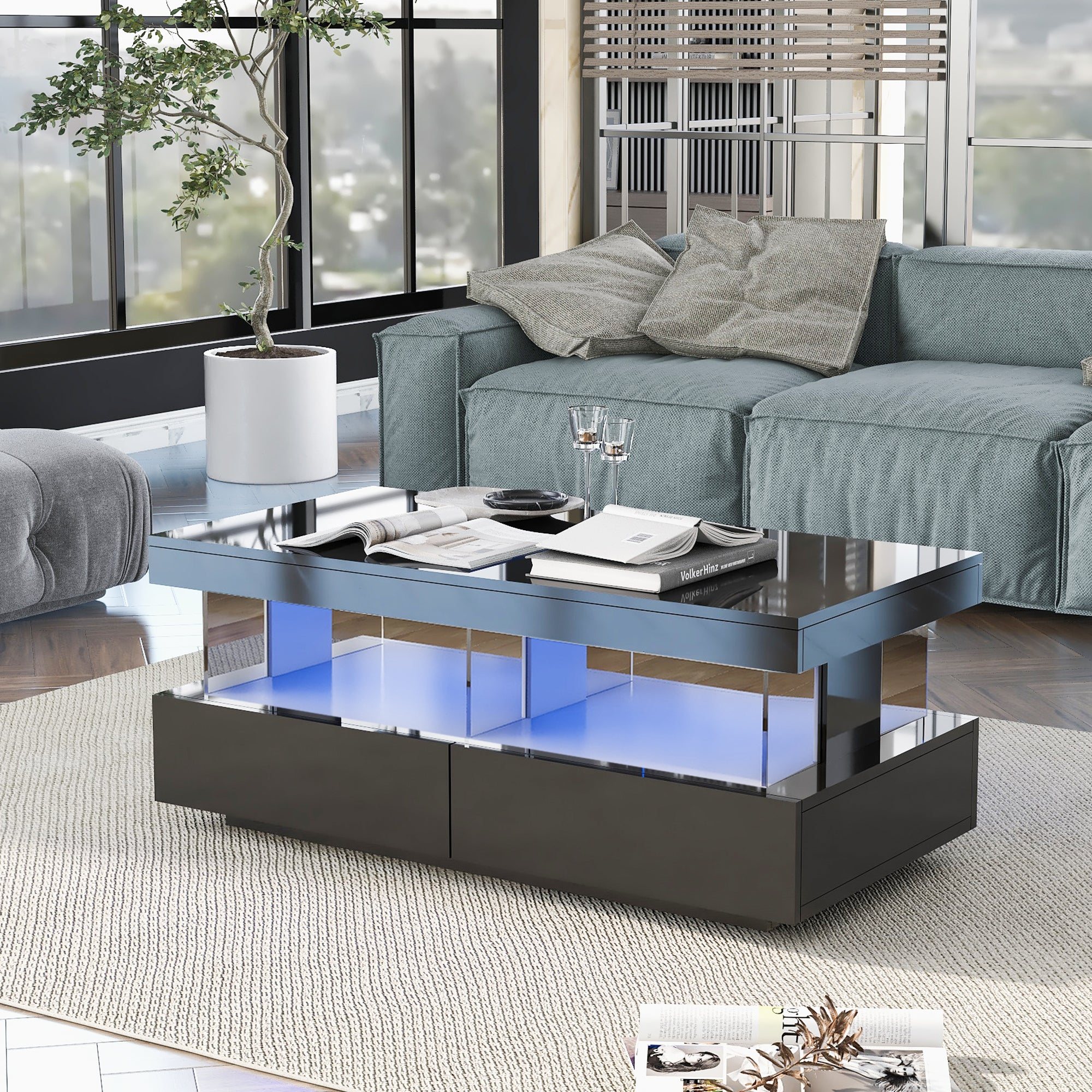 Coffee Table Modern High-Gloss Scratch-Resistant 100x60x49.5cm