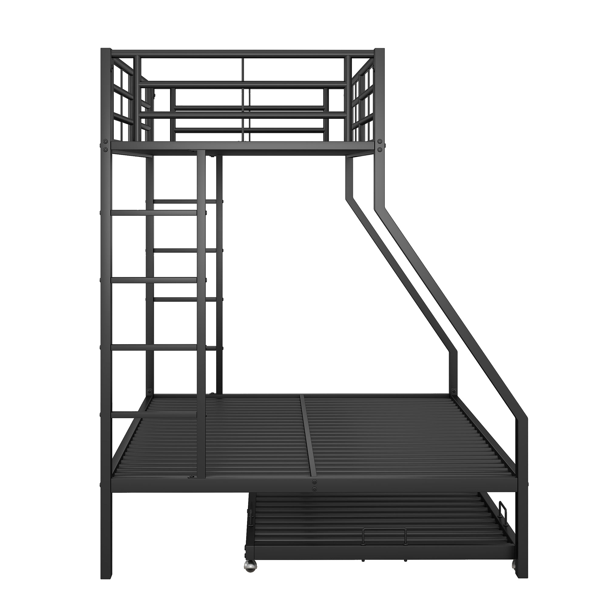Bunk Bed Pull-Out Bed Ladder on Both Sides Metal, Black