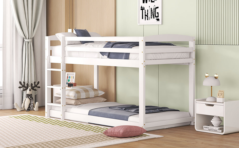 Bunk Bed, Solid Pine Frame, Easy Assembly, 90x200cm, White