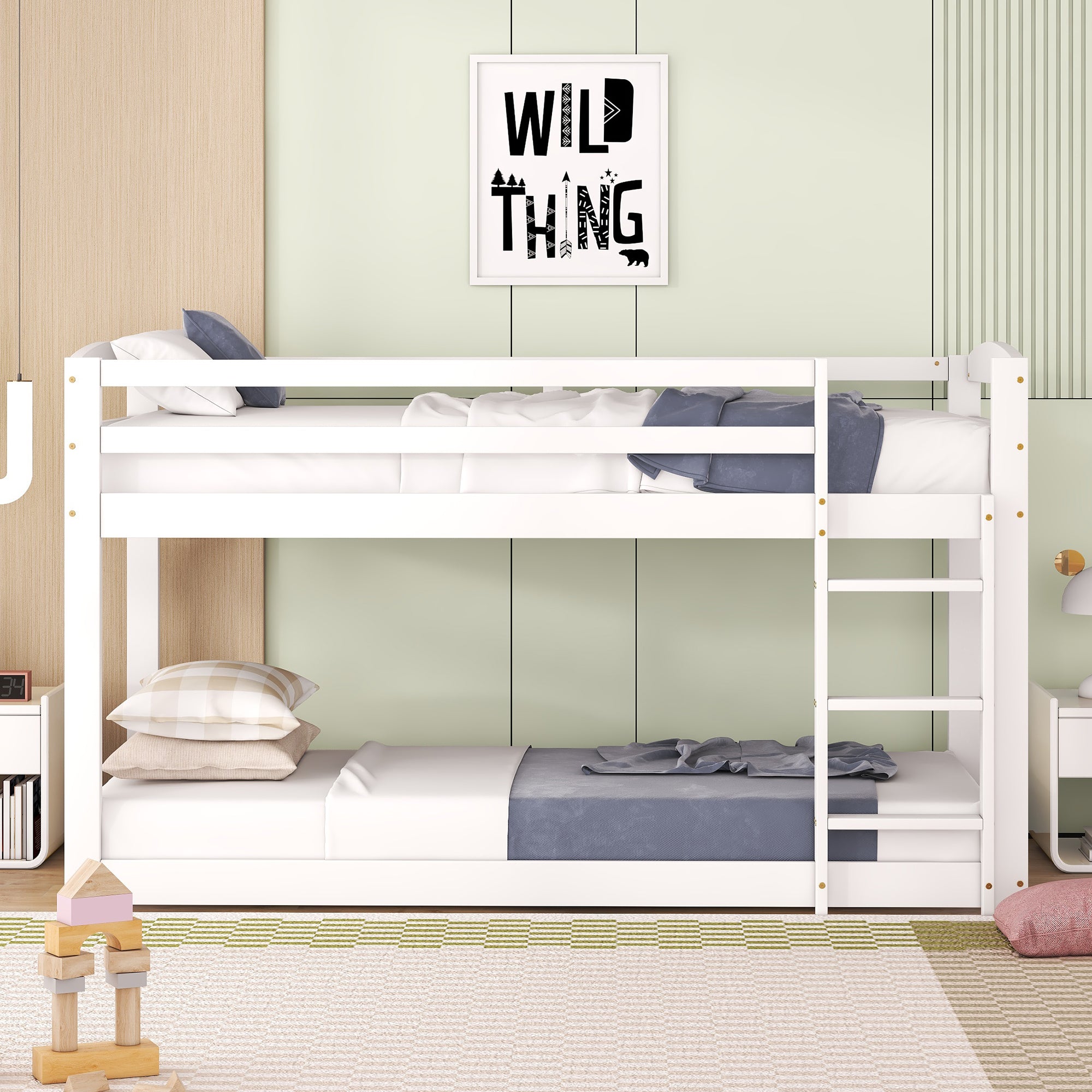 Bunk Bed, Solid Pine Frame, Easy Assembly, 90x200cm, White