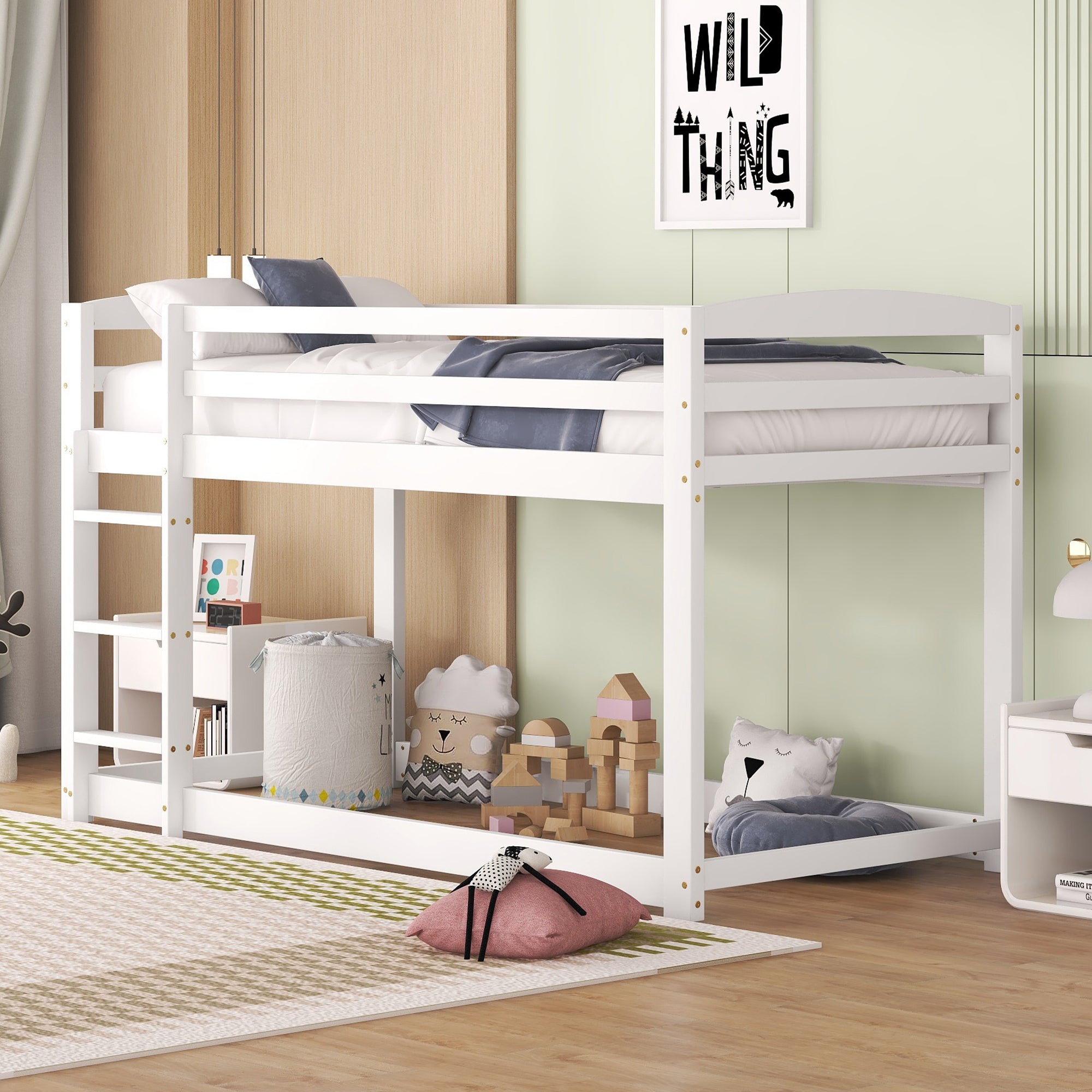 Bunk Bed, Solid Pine Frame, Easy Assembly, 90x200cm, White