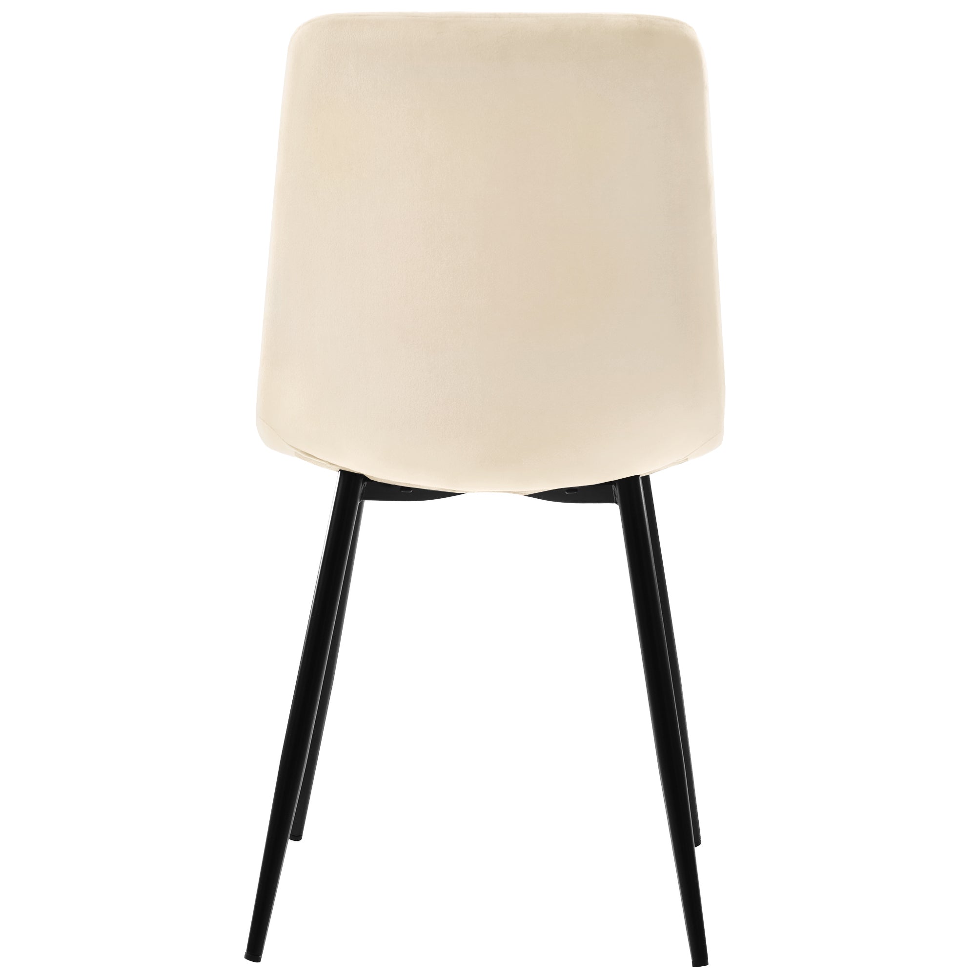 Dining Table Set, 117cm Rectangular with 4 Chairs, Beige Velvet & Golden Legs