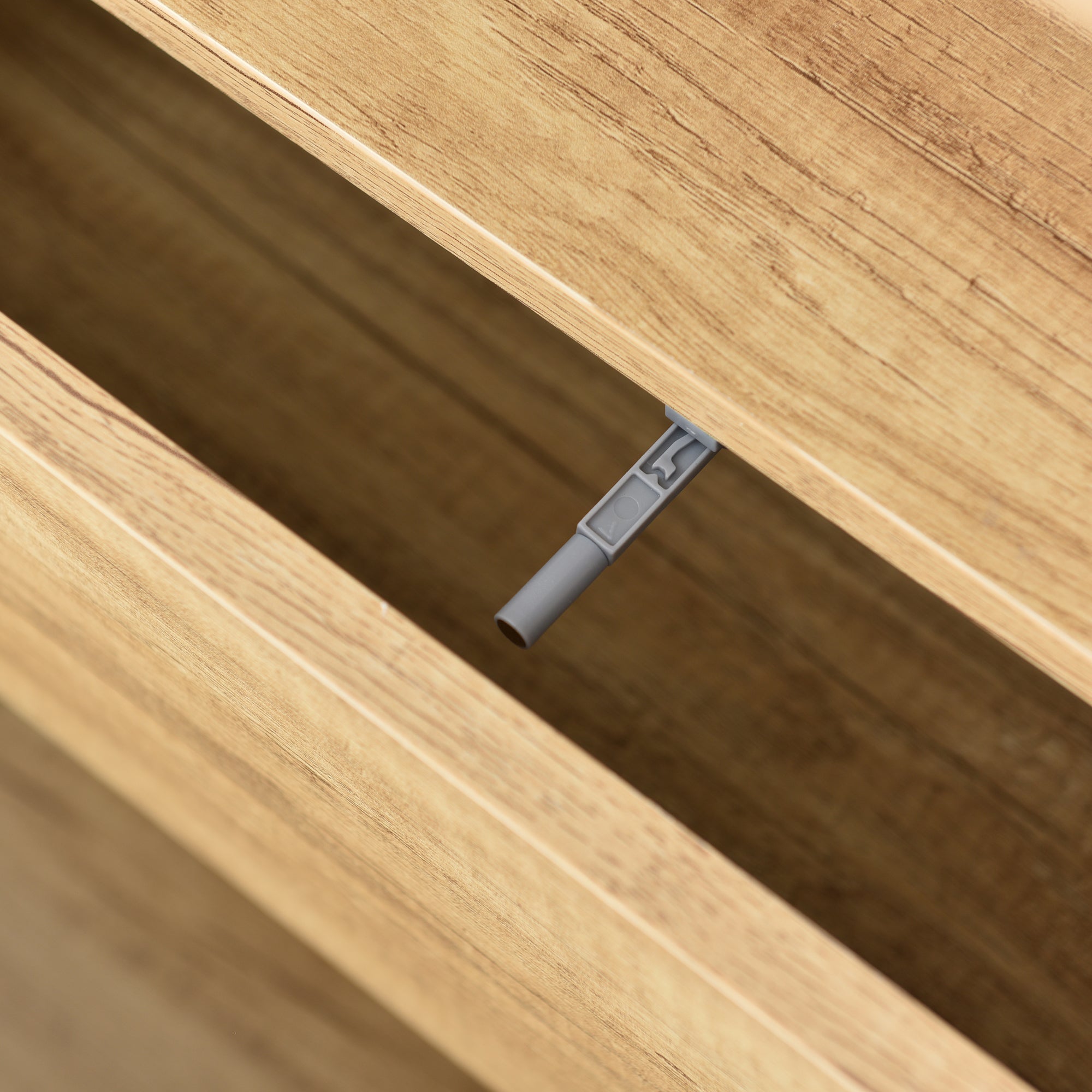 Sideboard, 140cm Modern Chest of Drawers with LED, High-Gloss White & Wood