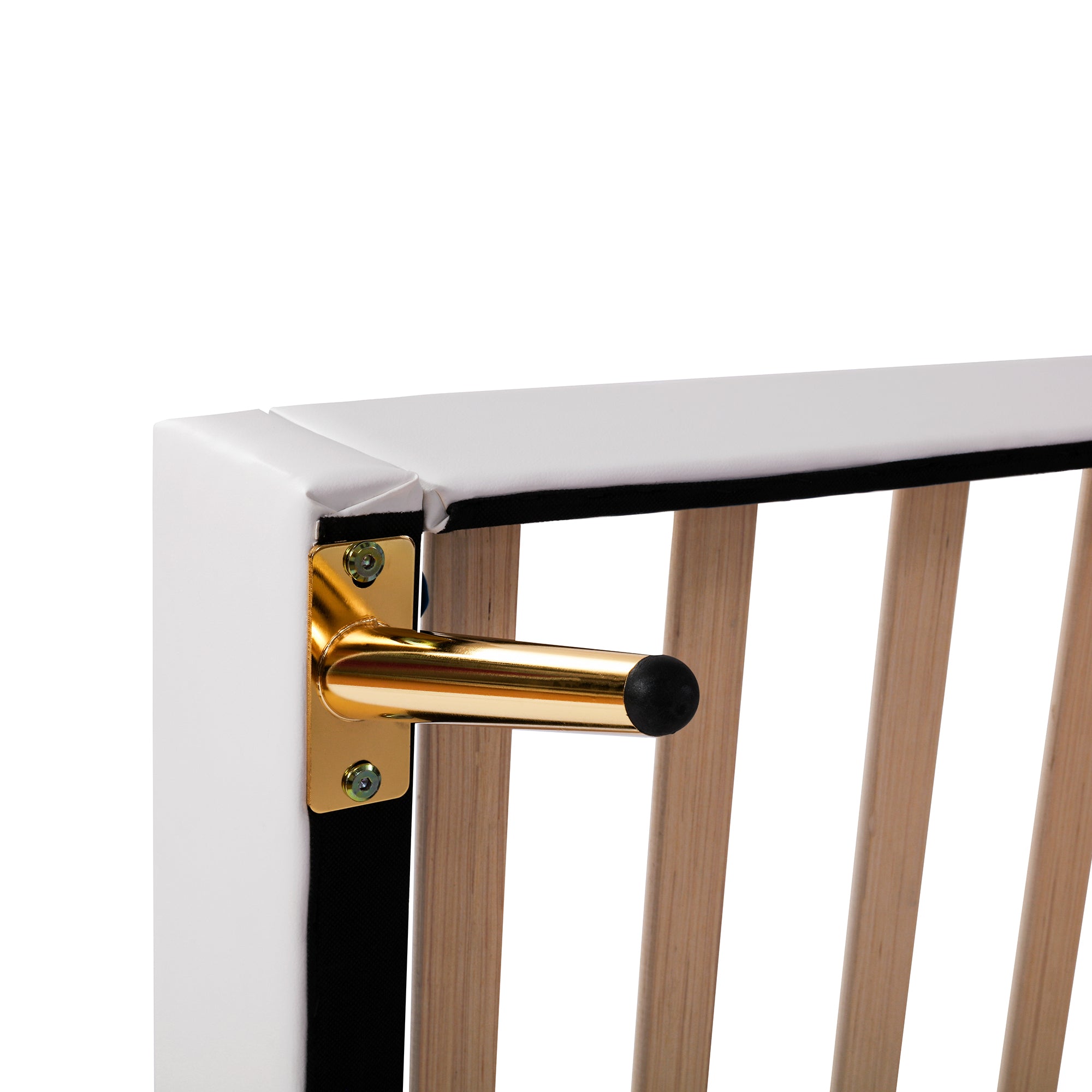 Children's Bed Upholstered, 90x200cm Crown Double Bed Frame with LED Lights, White PU Leather