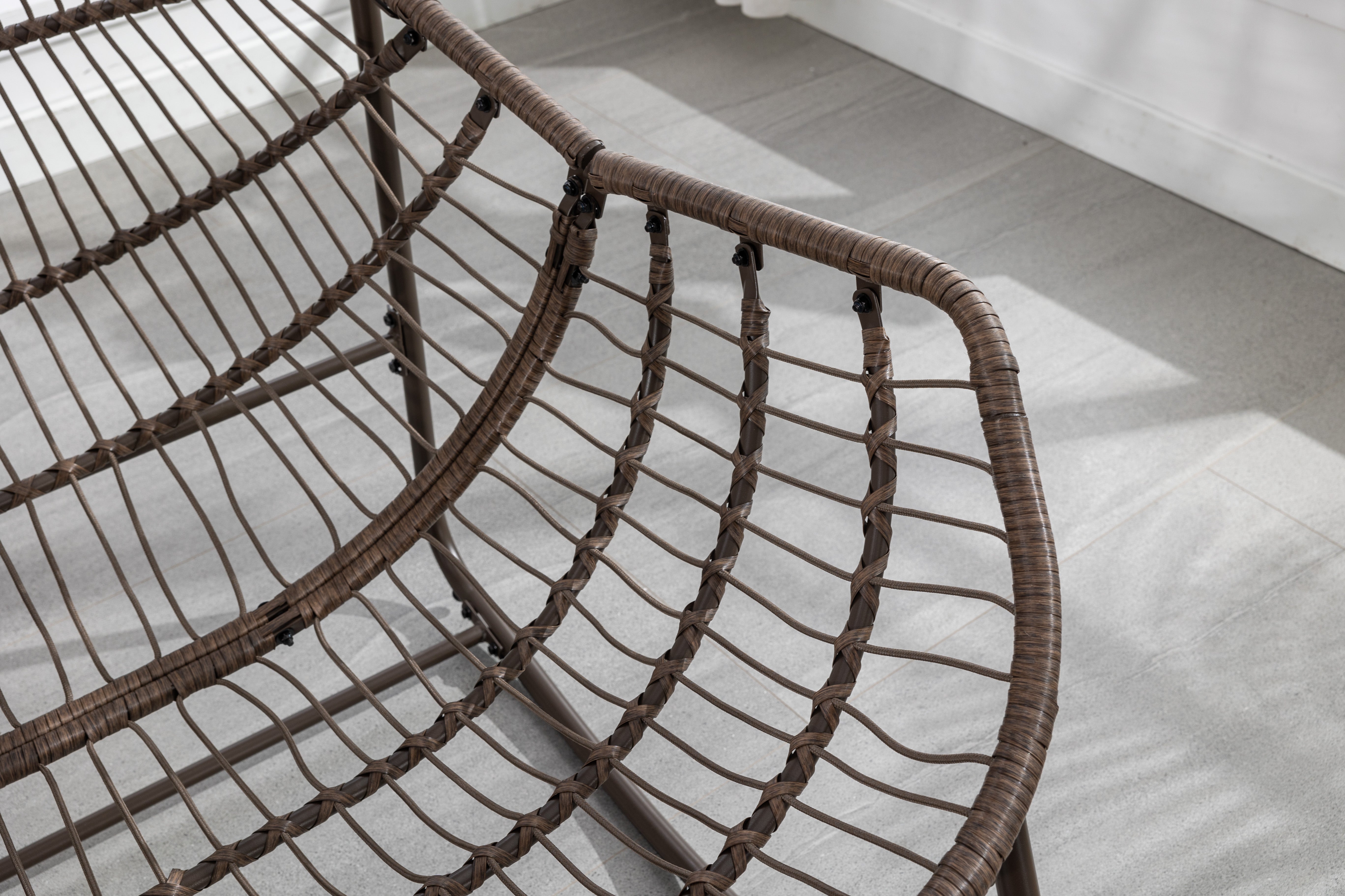 Outdoor Rocking Chair, Oversized Egg Rocker with Gray Wicker