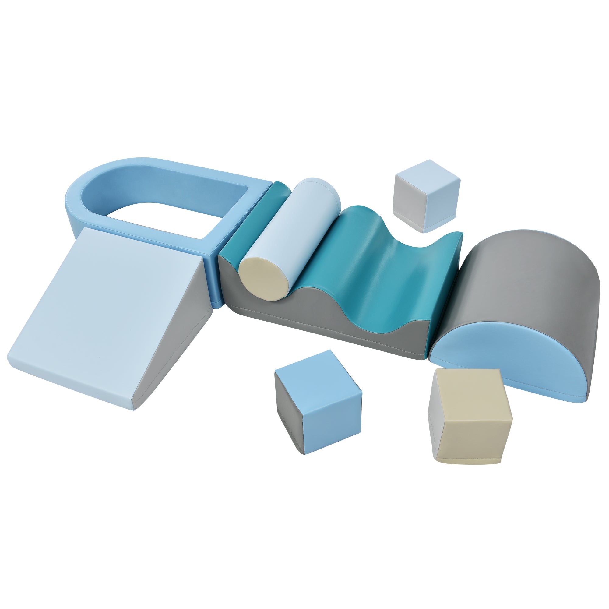 Building Blocks 9-Piece Romping and Climbing, Stairs, Slide, Ball Pit, Soft, Colorful