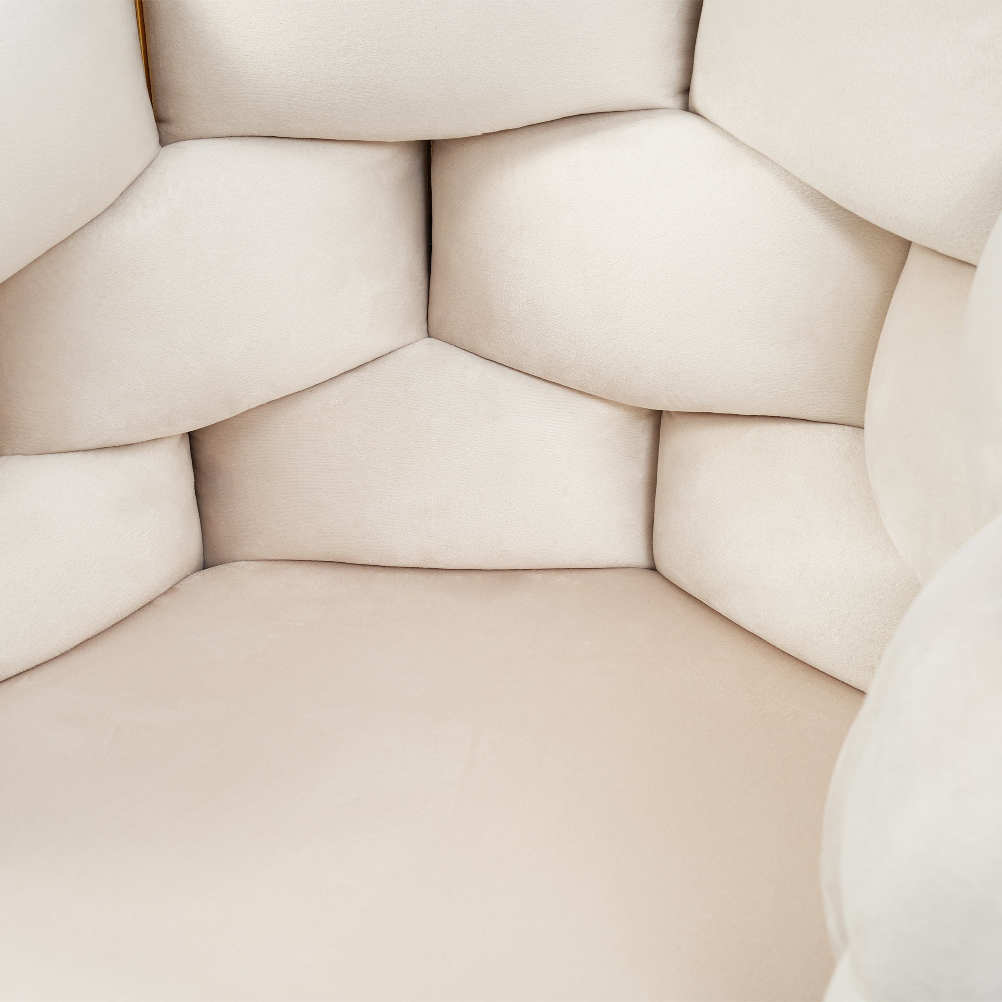 Luxury Velvet Chair, Modern Dining Accent Makeup Chair Gold-Plated Iron Legs, Beige