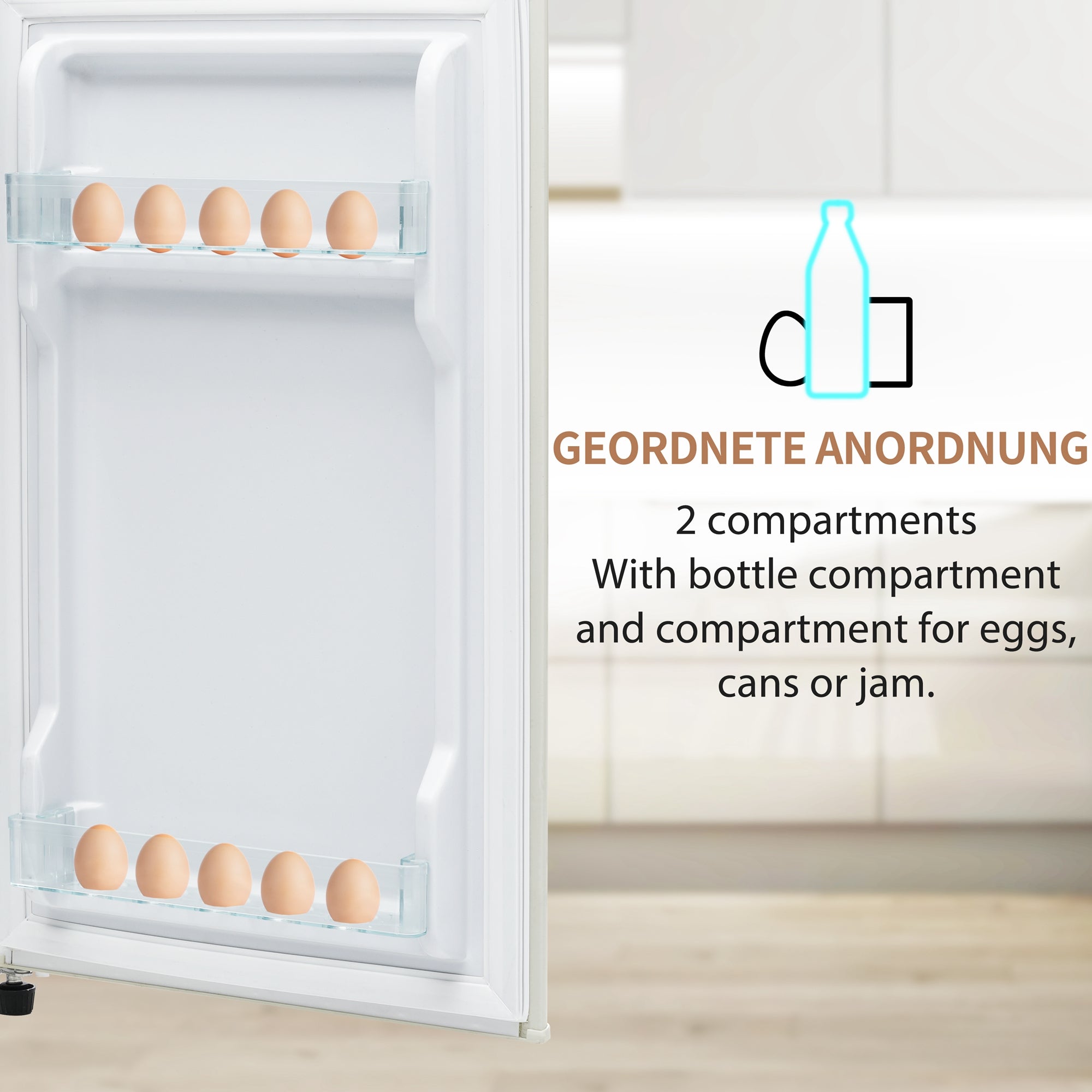 Retro Refrigerator Fridge-Freezer 92L Capacity 2-Door, LED Light