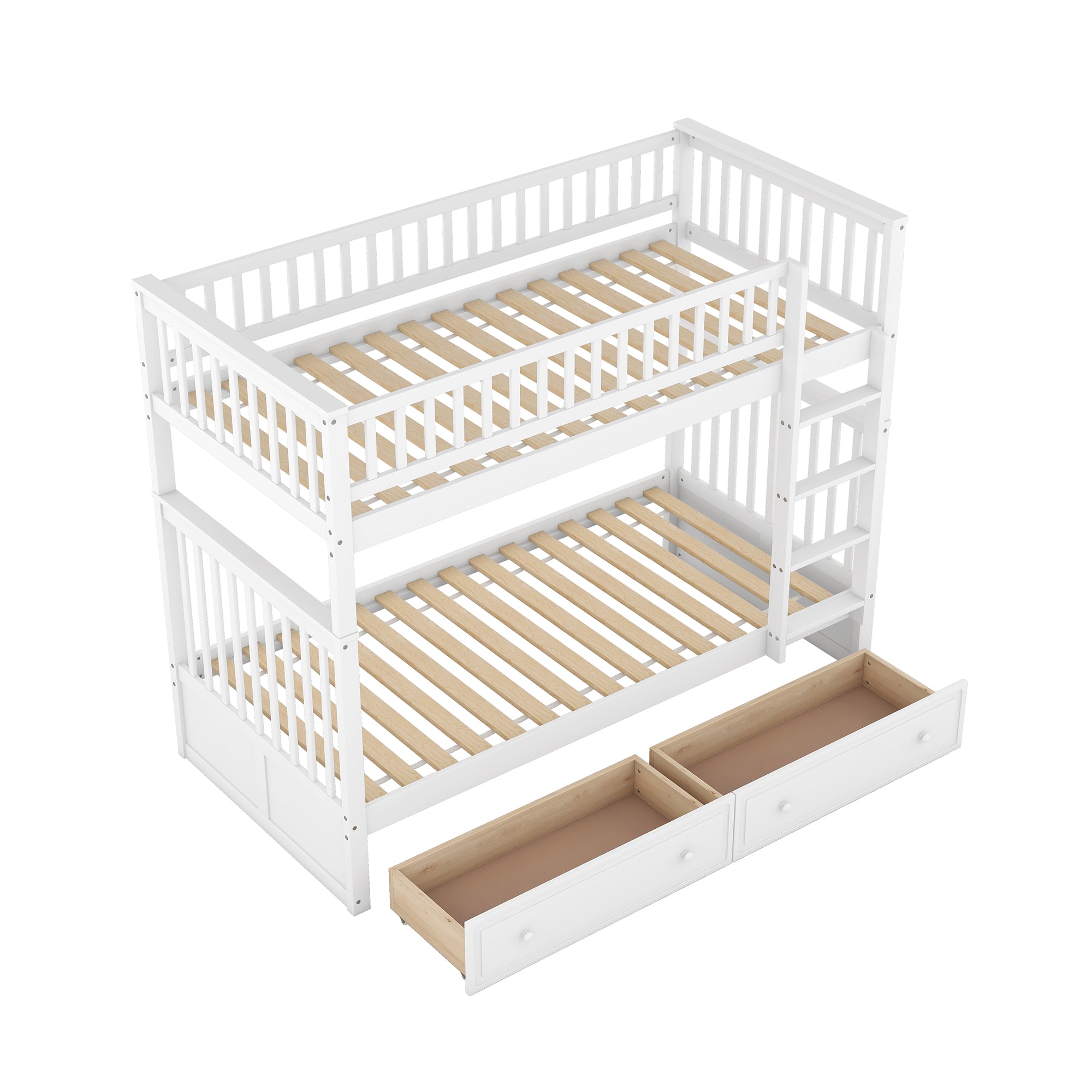 Bunk Beds 90x200cm, Convertible with Drawers, White