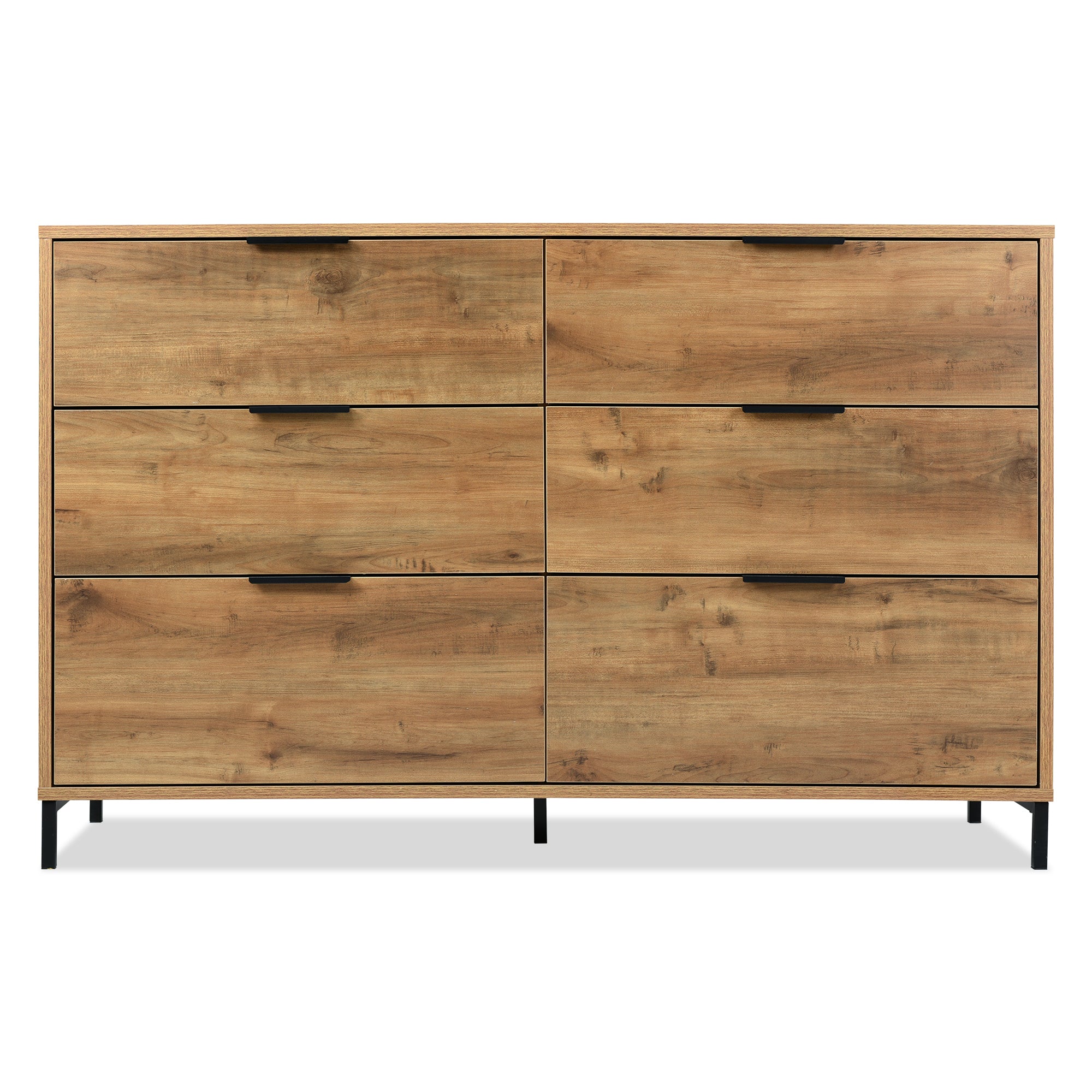 Chest of Drawers Sideboard, 6 Drawers 120x40x76cm Highboard, Dark Oak