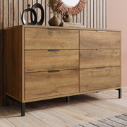 Chest of Drawers Sideboard, 6 Drawers 120x40x76cm Highboard, Dark Oak