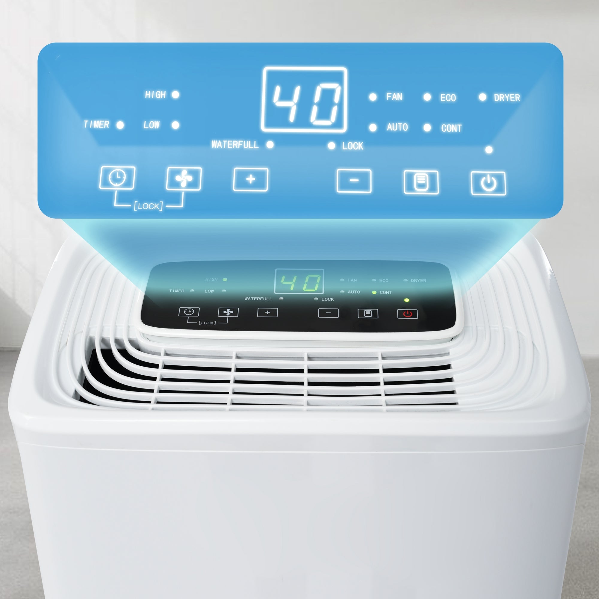 Dehumidifier, 12L/Day 3-in-1 Air Purifier & Clothes Dryer with 24-Hour Timer, LED Display