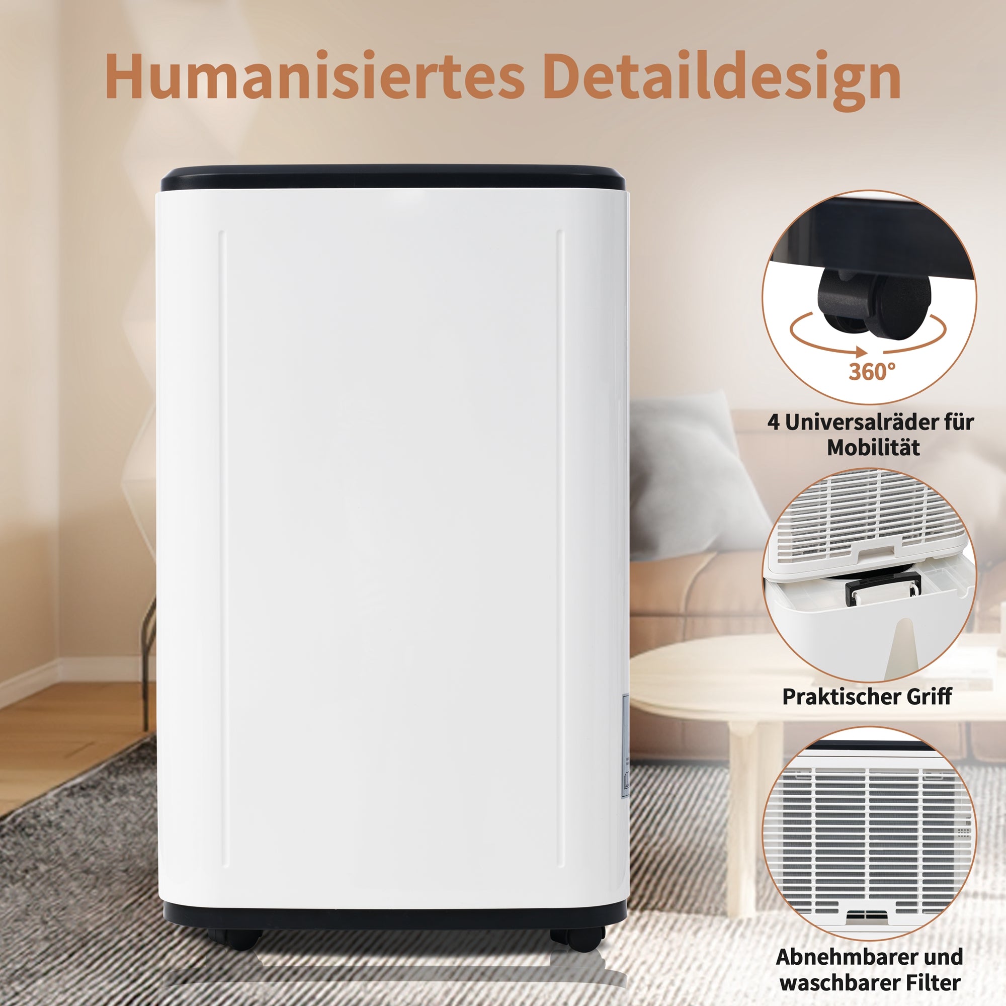 Dehumidifier 25L/day, 3-in-1 Air Purifier & Dryer, 6L Water Tank LED Screen